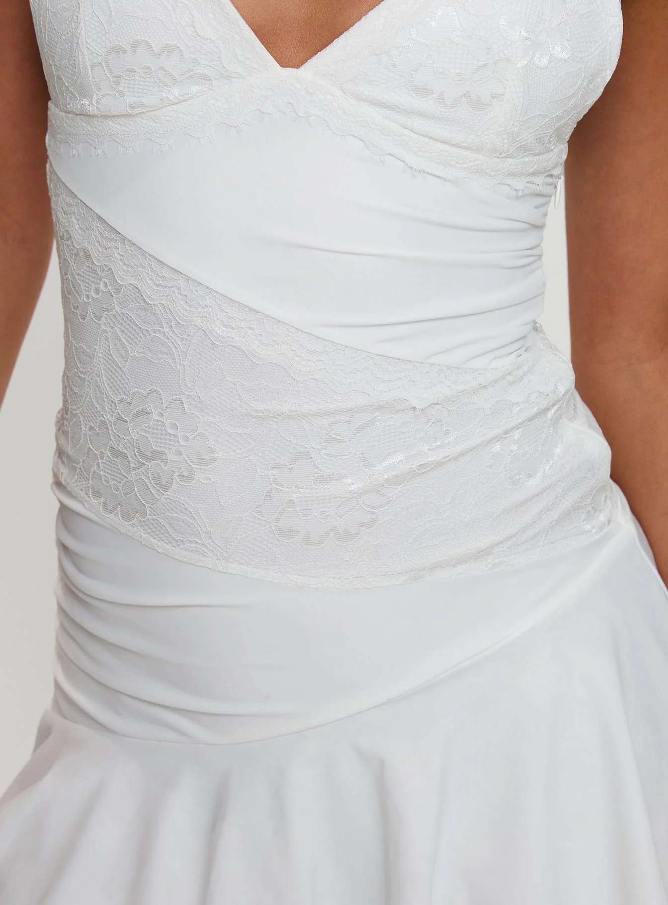 Love Is Alive Lace Mini Dress White - TREBLEV