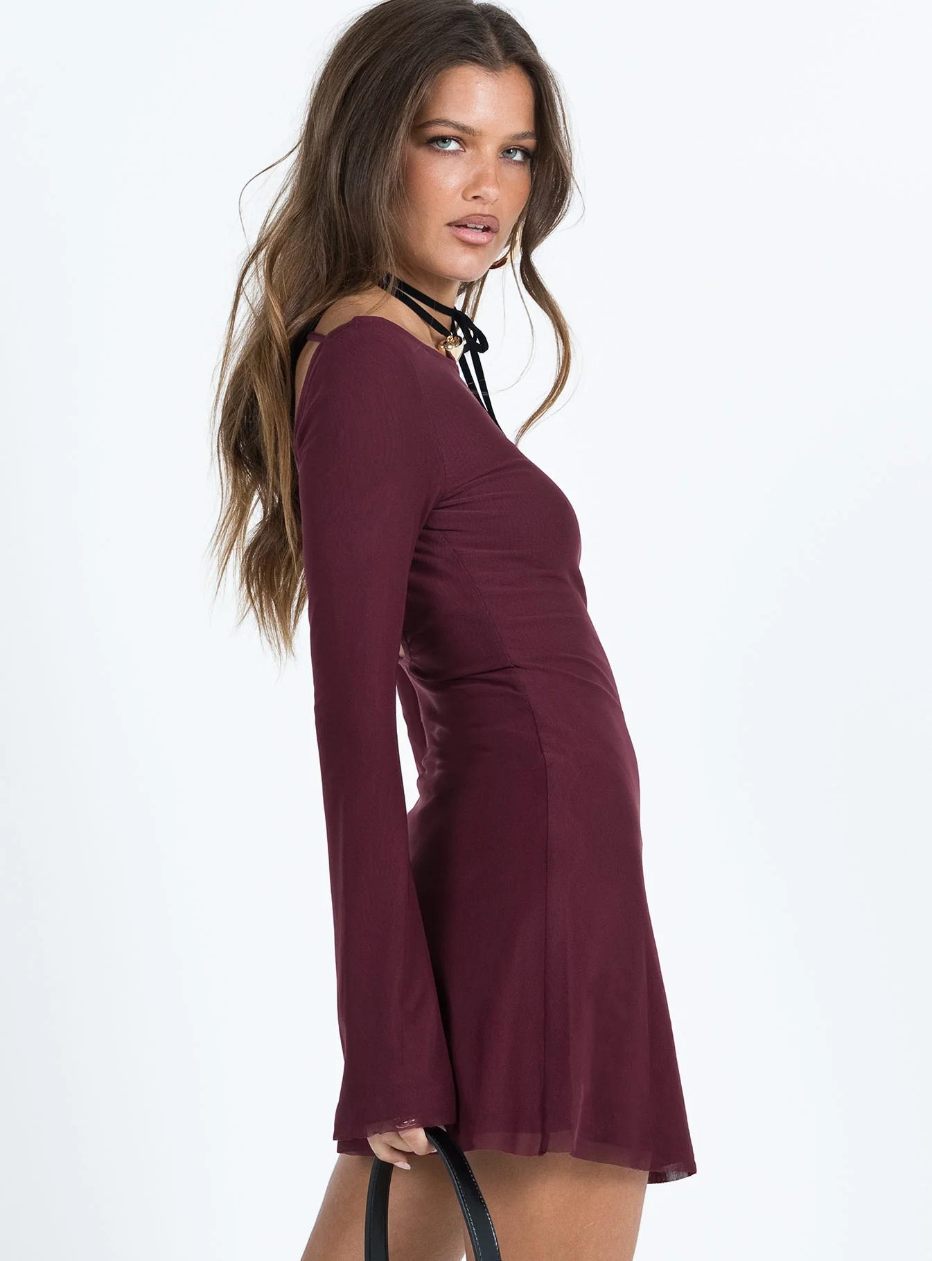 Lukea Long Sleeve Mini Dress Mauve - TREBLEV