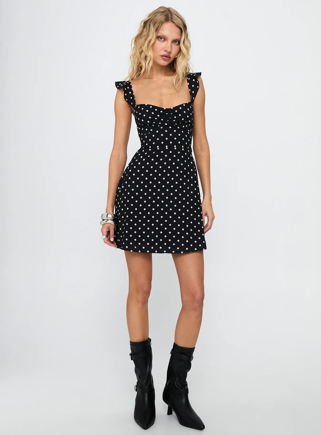 Landon Mini Dress Black / Polka Dot - TREBLEV