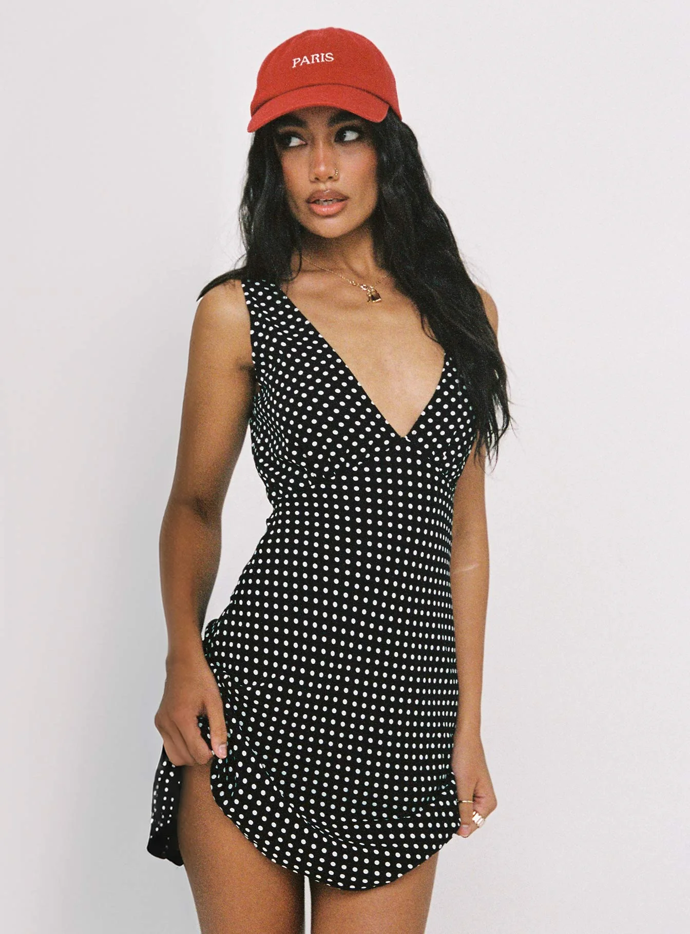 Nellie Mini Dress Black Polka Dot - TREBLEV