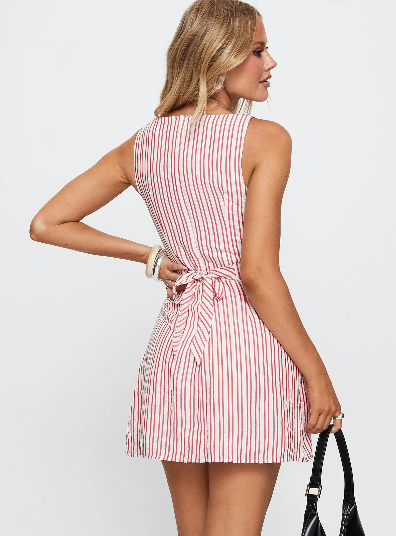 Alfalfa Shift Mini Dress Red Stripe - TREBLEV