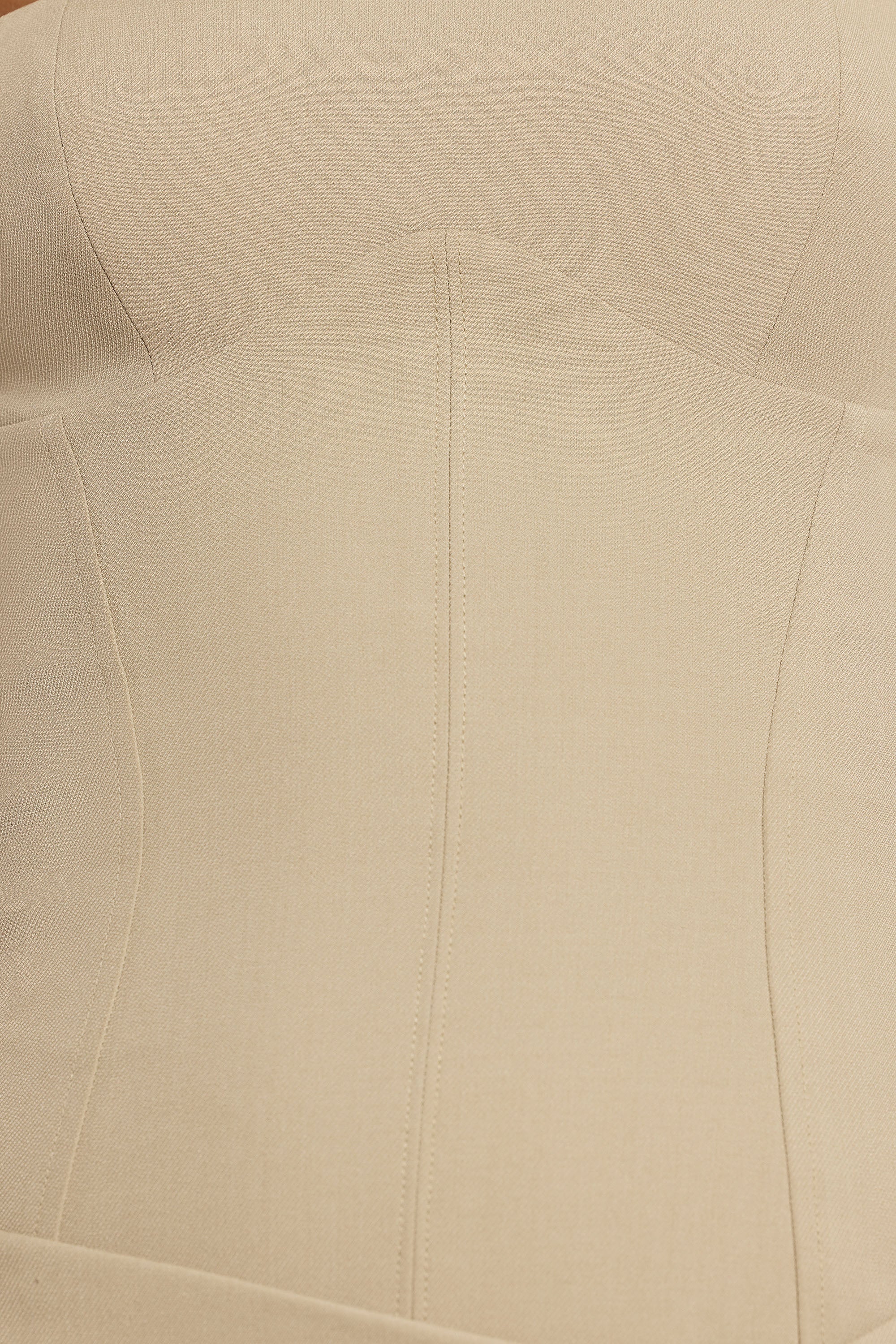 Woven Twill Wrap Over Pleated Mini Dress in Taupe - TREBLEV