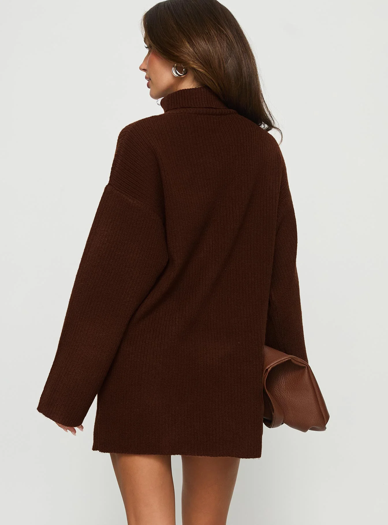 Sonelle Long Sleeve Knit Mini Dress Chocolate - TREBLEV