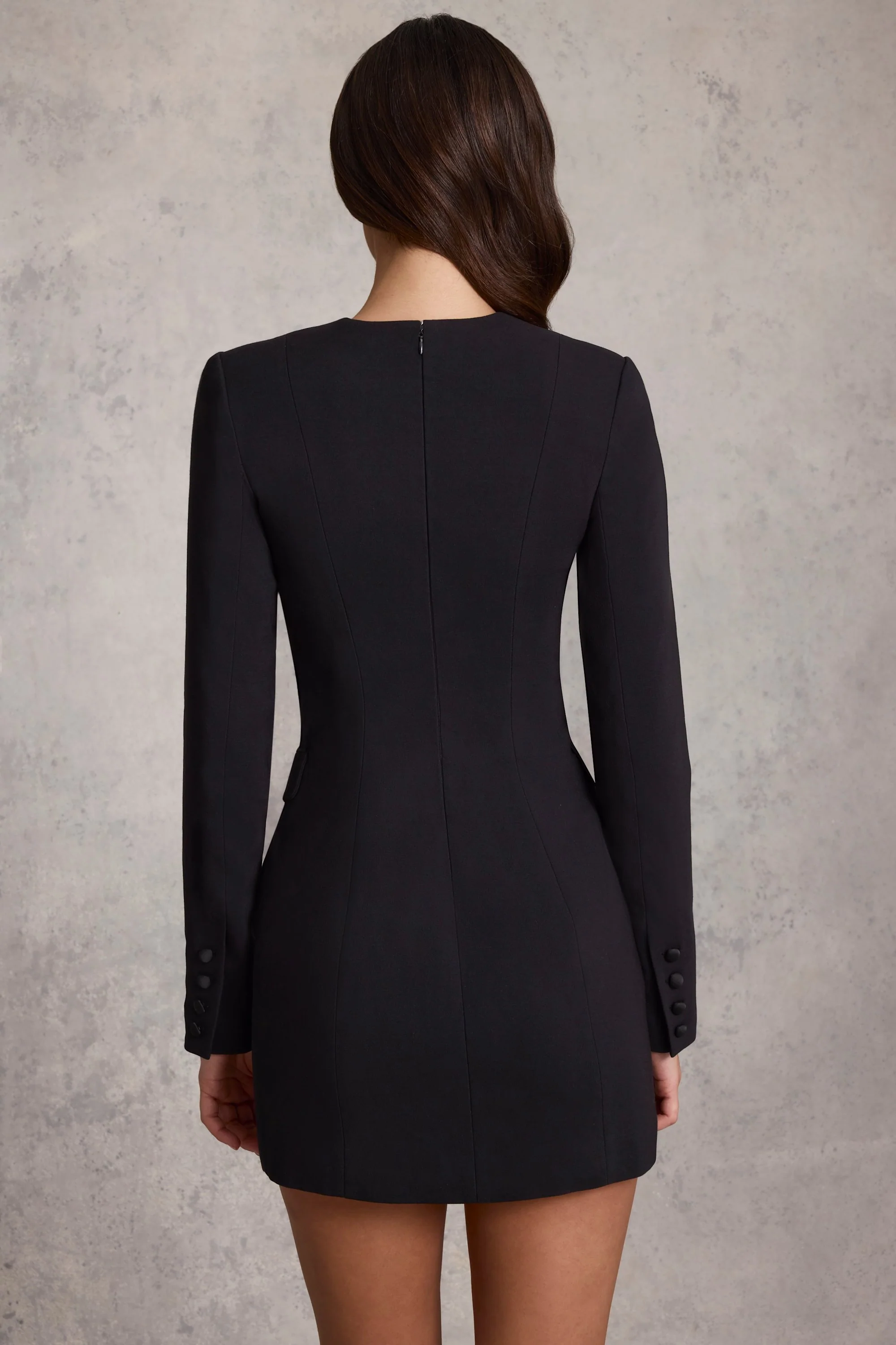 Structured Blazer Mini Dress in Black - TREBLEV