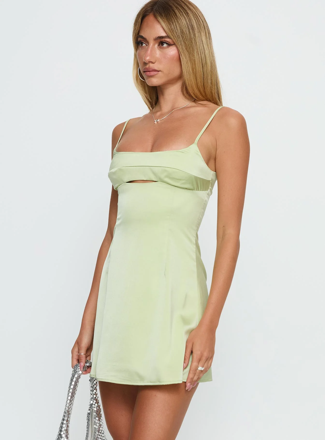 Powell Mini Dress Sage Green - TREBLEV