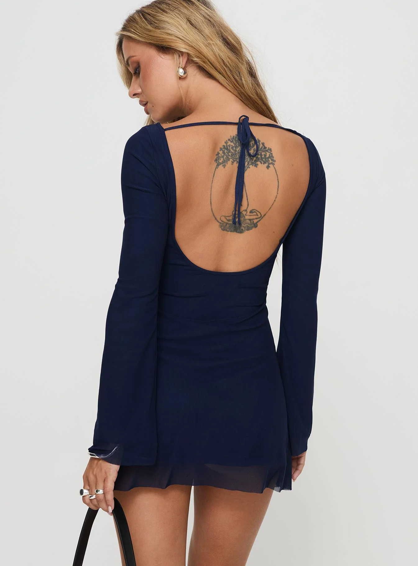 Lukea Long Sleeve Mini Dress Navy - TREBLEV