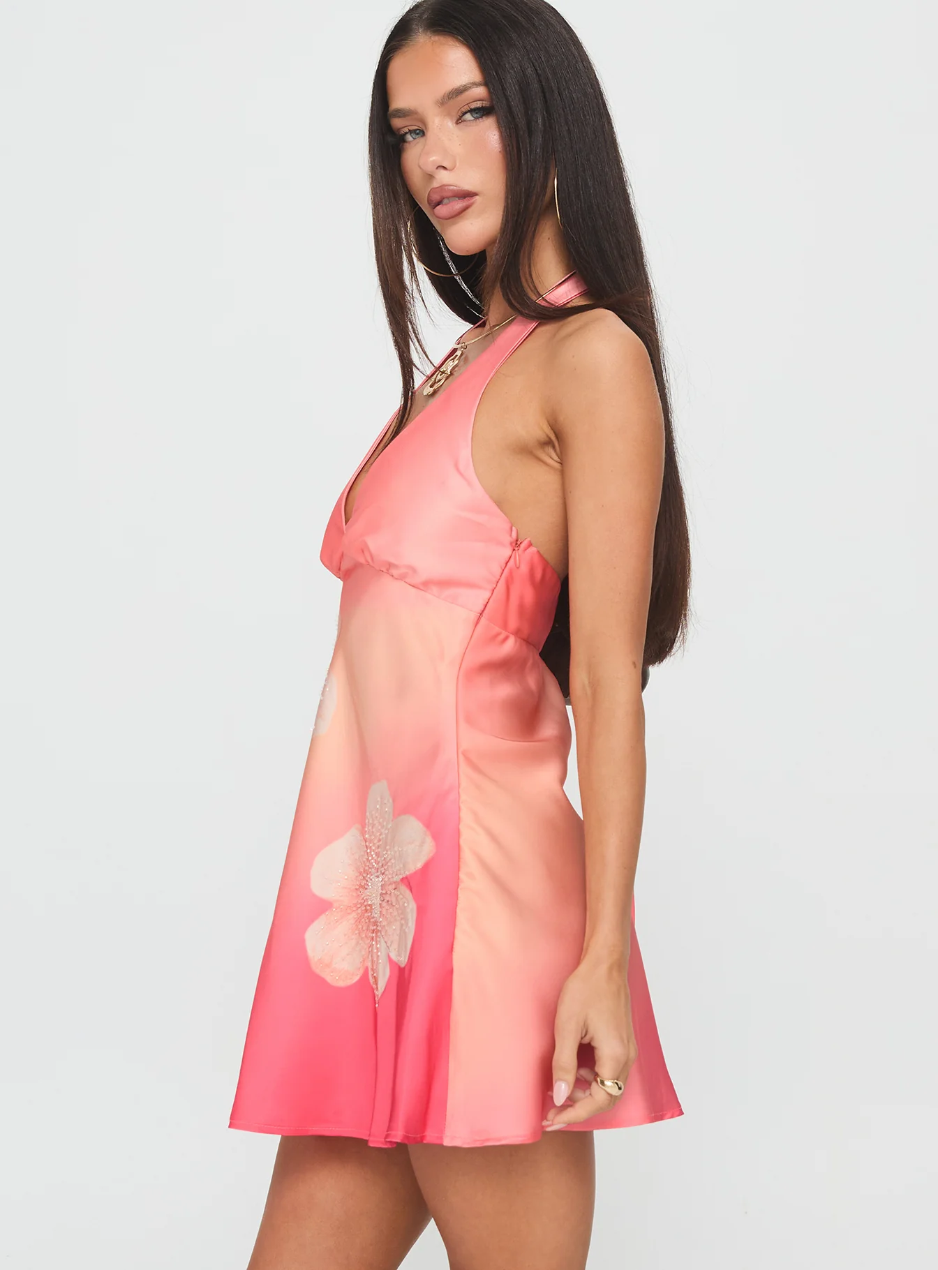 Laleisa Beaded Halter Mini Dress Multi - TREBLEV