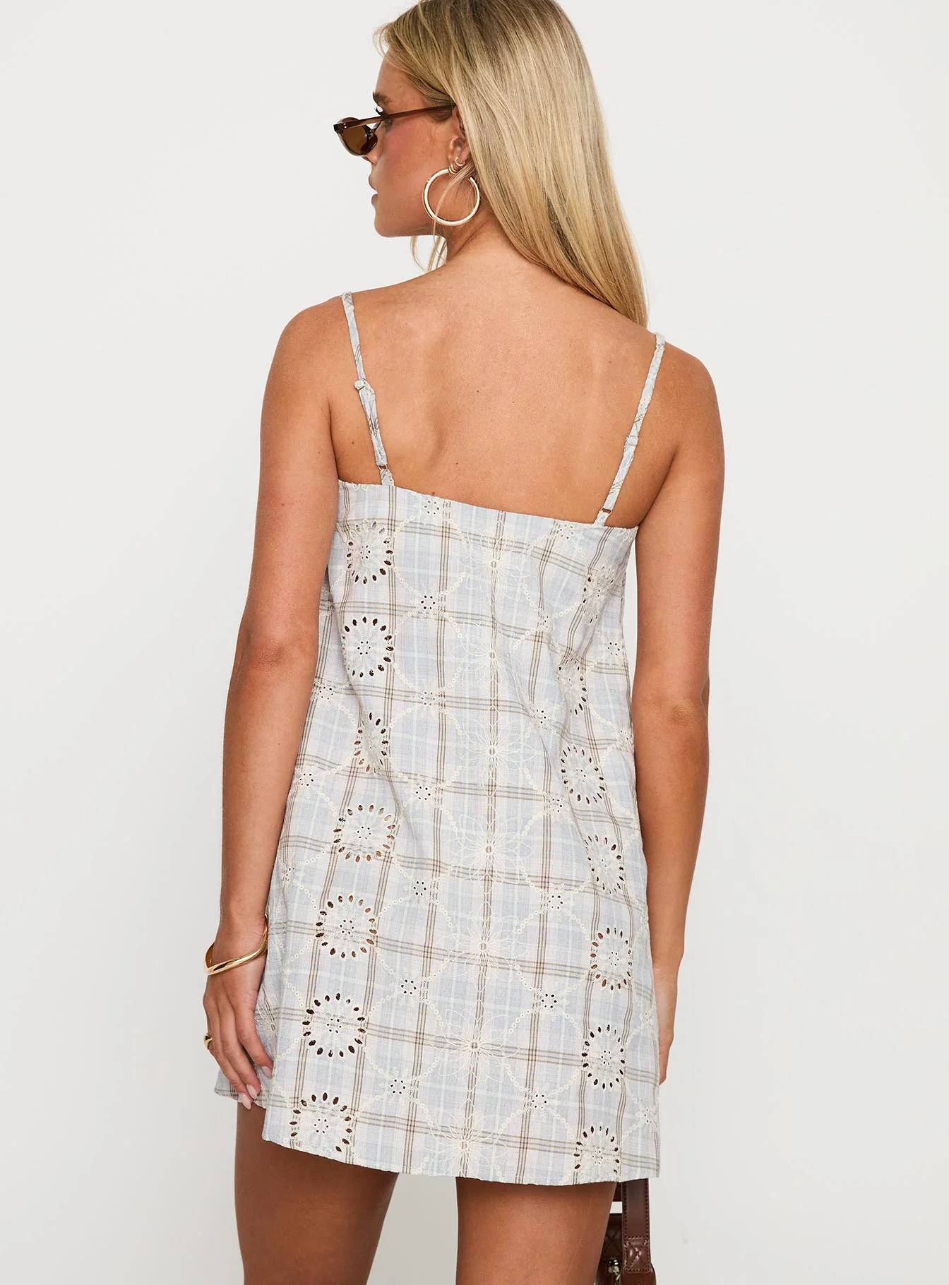 Belong Together Mini Dress Blue Check - TREBLEV
