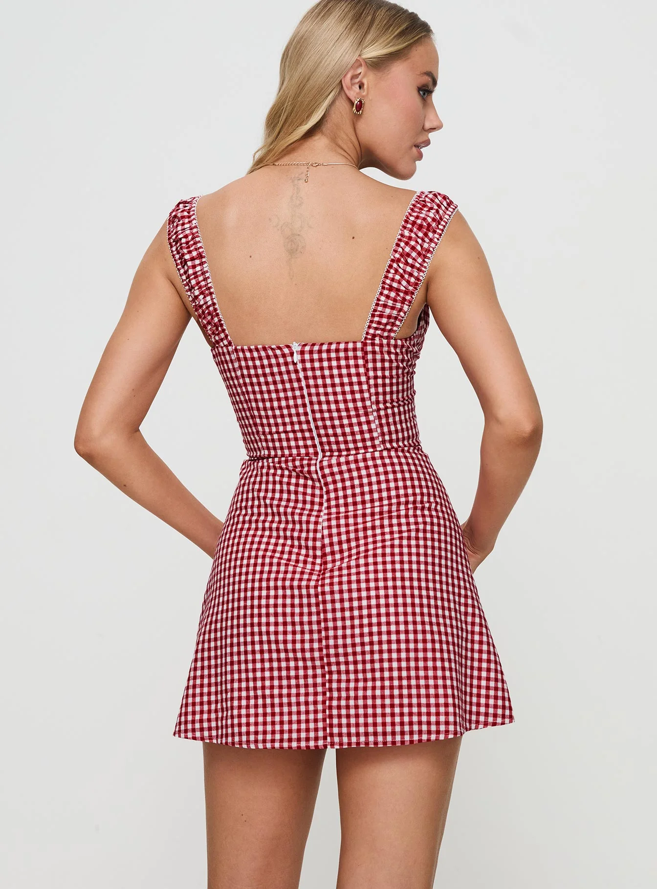 Faubert Mini Dress Red Gingham - TREBLEV