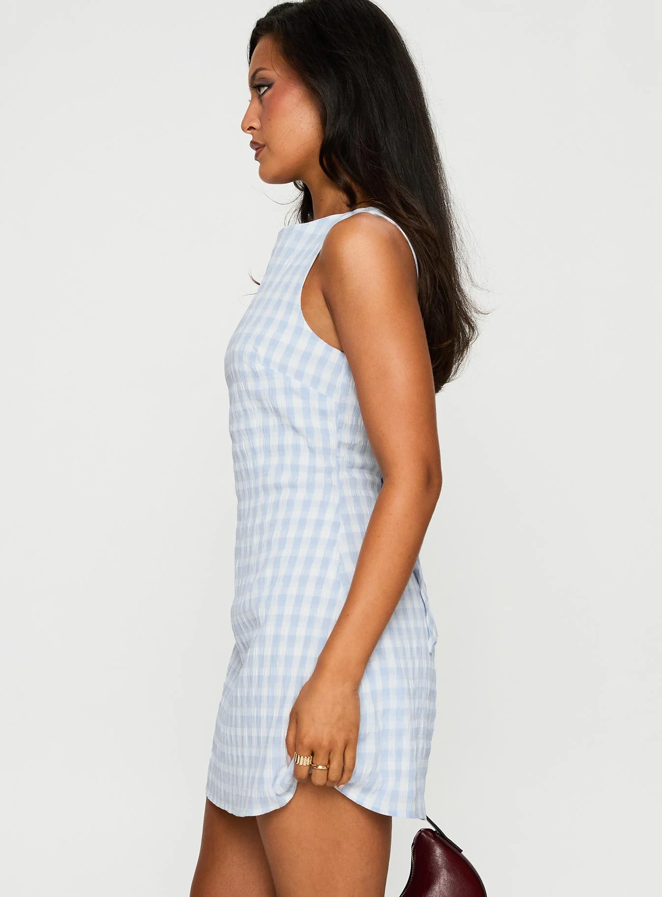 Alfalfa Mini Dress Blue Check - TREBLEV