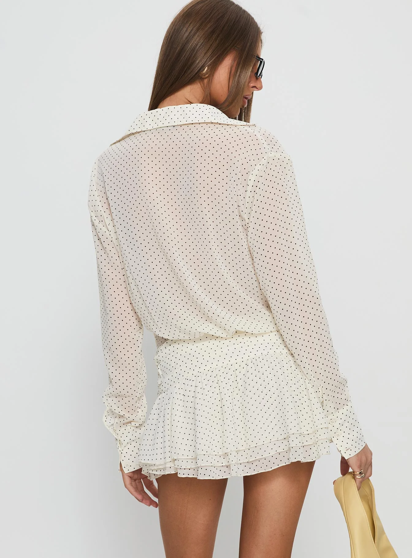 Girls Girls Girls Long Sleeve Mini Dress Porcelain Polka - TREBLEV