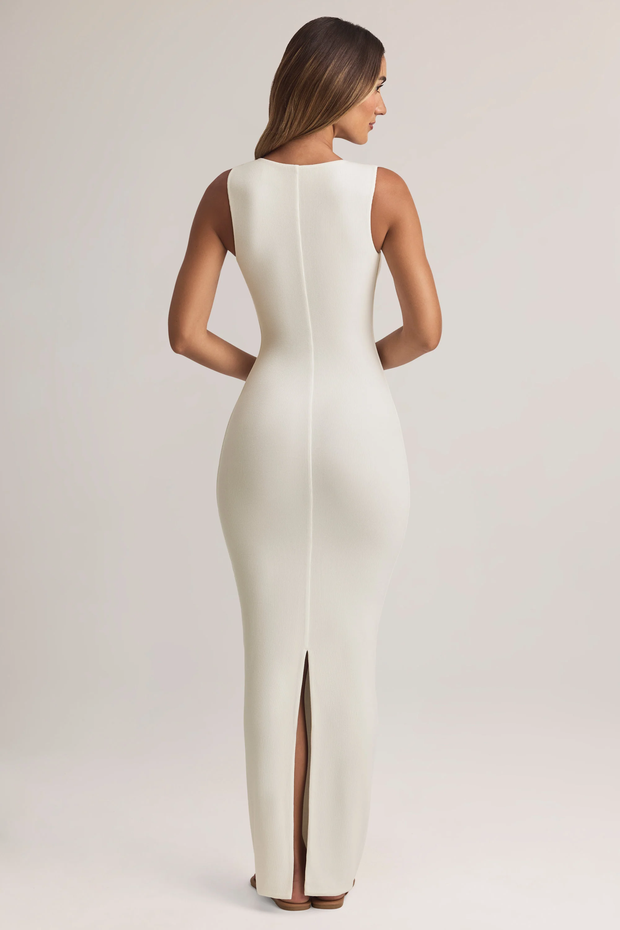 Modal Button-Detail Maxi Dress in White - TREBLEV