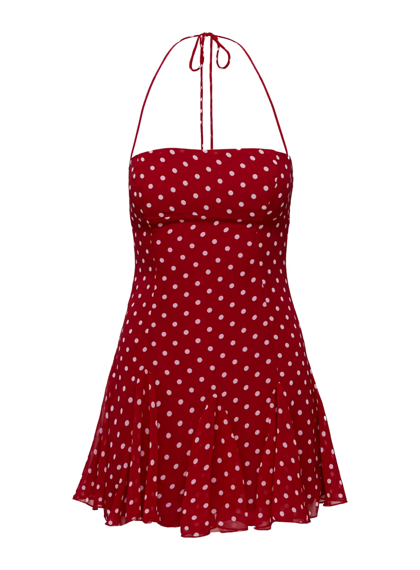 Delamere Mini Dress Red Polka - TREBLEV