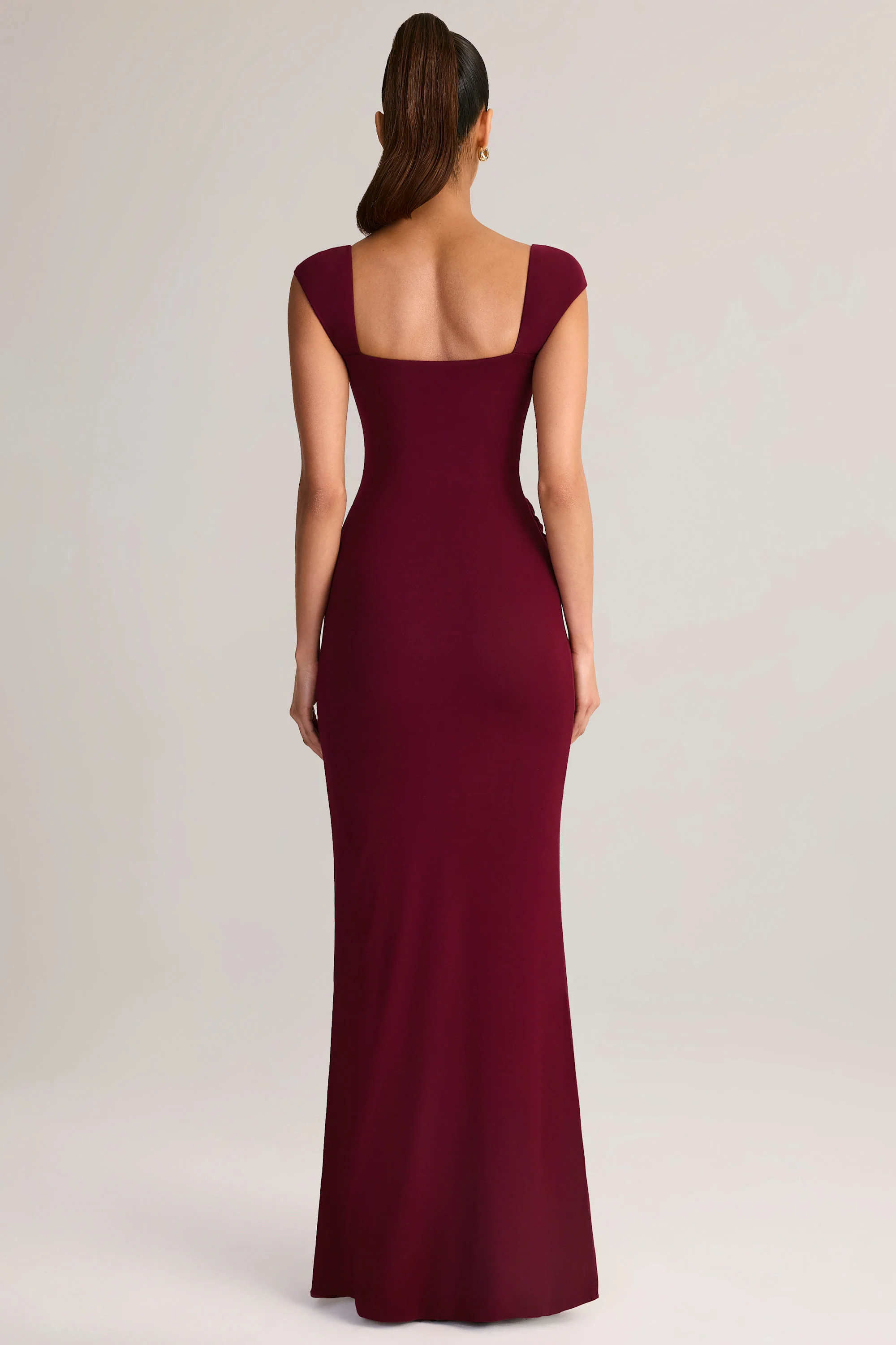 Modal Sweetheart-Neck Maxi Dress in Wine - TREBLEV