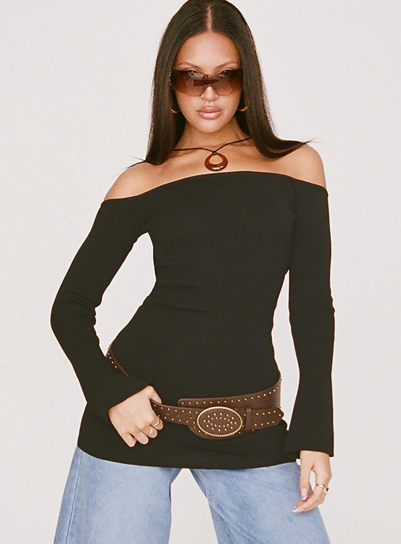 Parisa Long Sleeve Mini Dress Black - TREBLEV