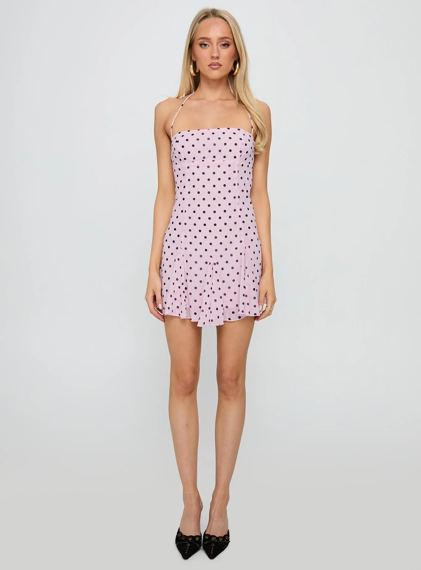 Delamere Mini Dress Pink / Black Polka - TREBLEV