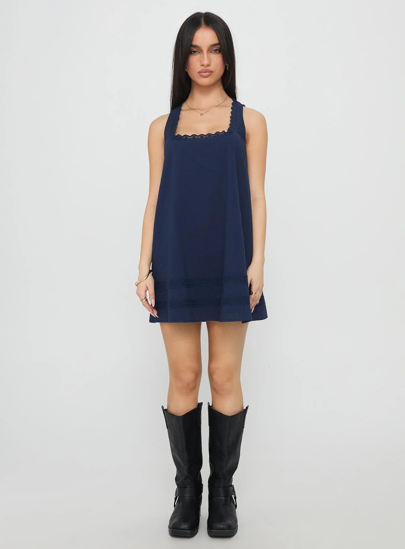 Alanah Mini Dress Navy - TREBLEV