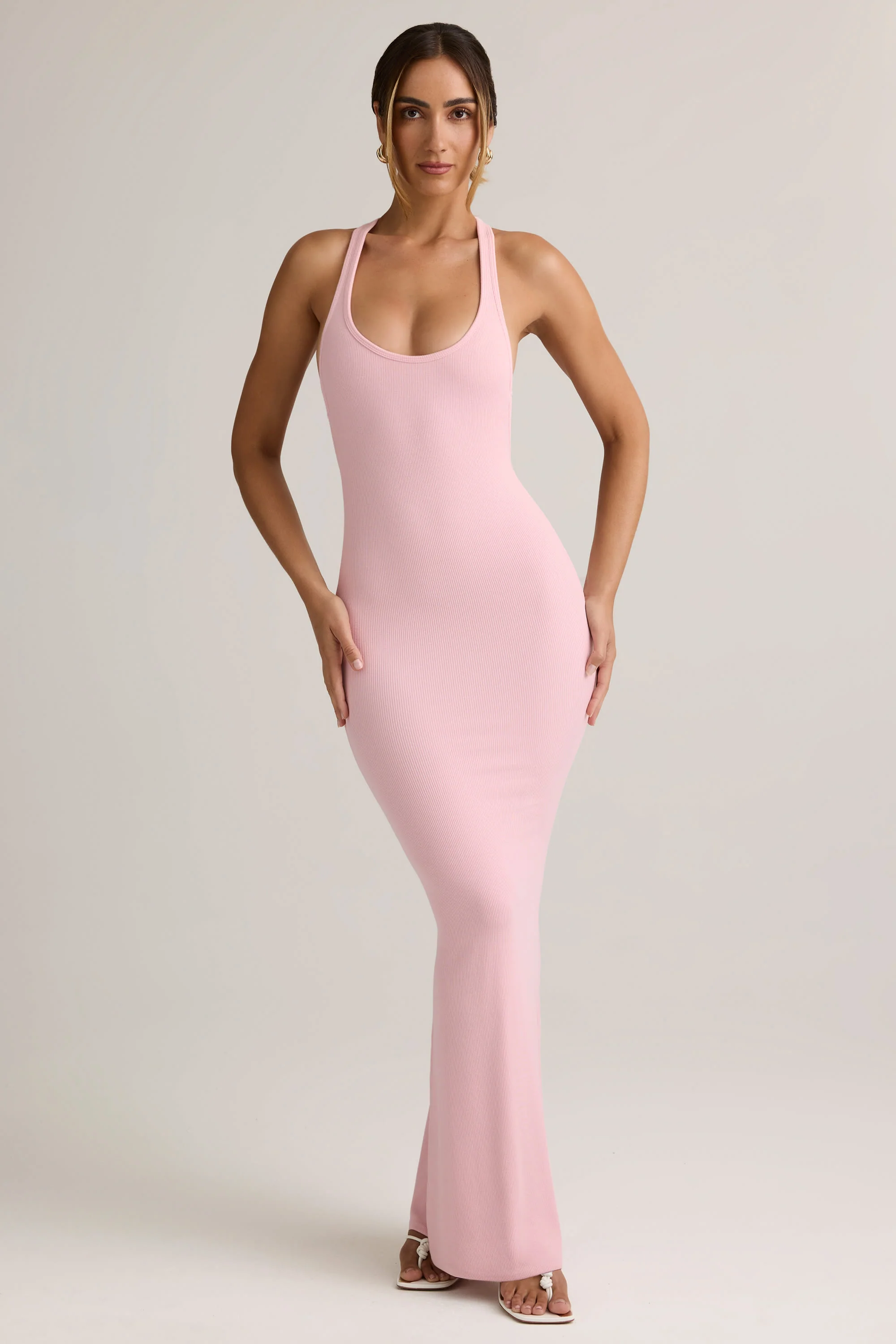 Modal Racerback Maxi Dress in Baby Pink - TREBLEV