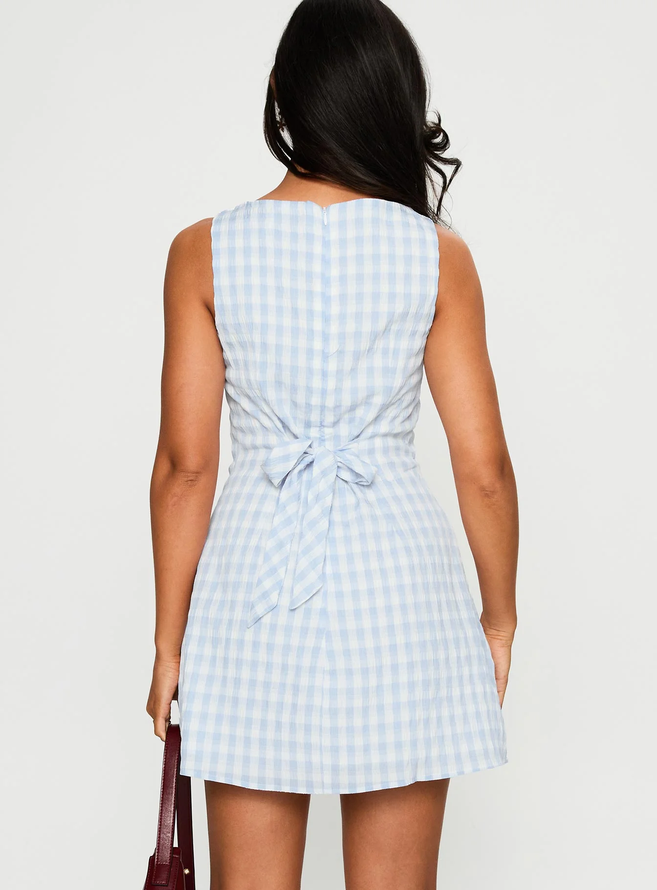Alfalfa Mini Dress Blue Check - TREBLEV