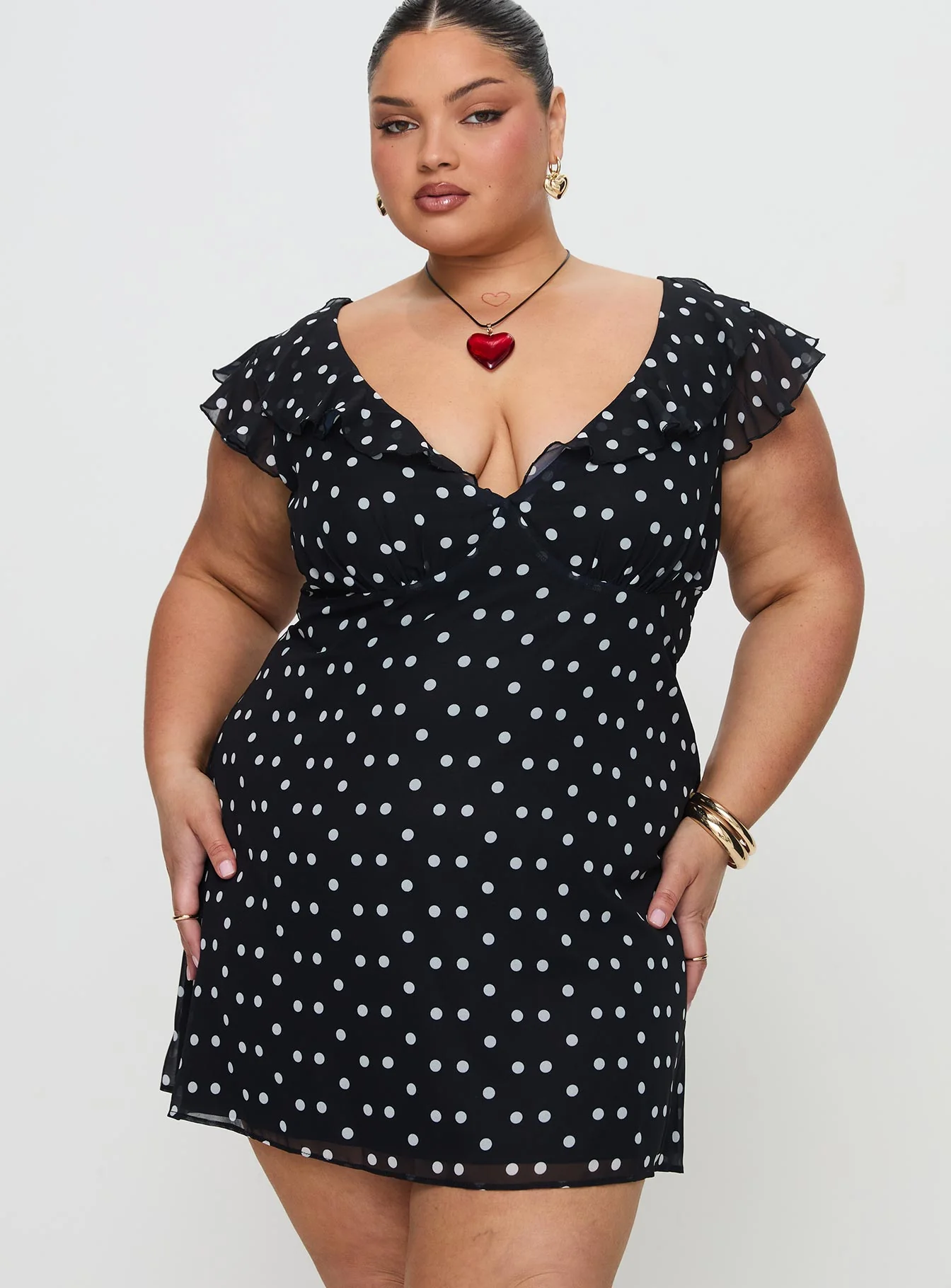 I Guess So Mini Dress Black Polka Dot - TREBLEV