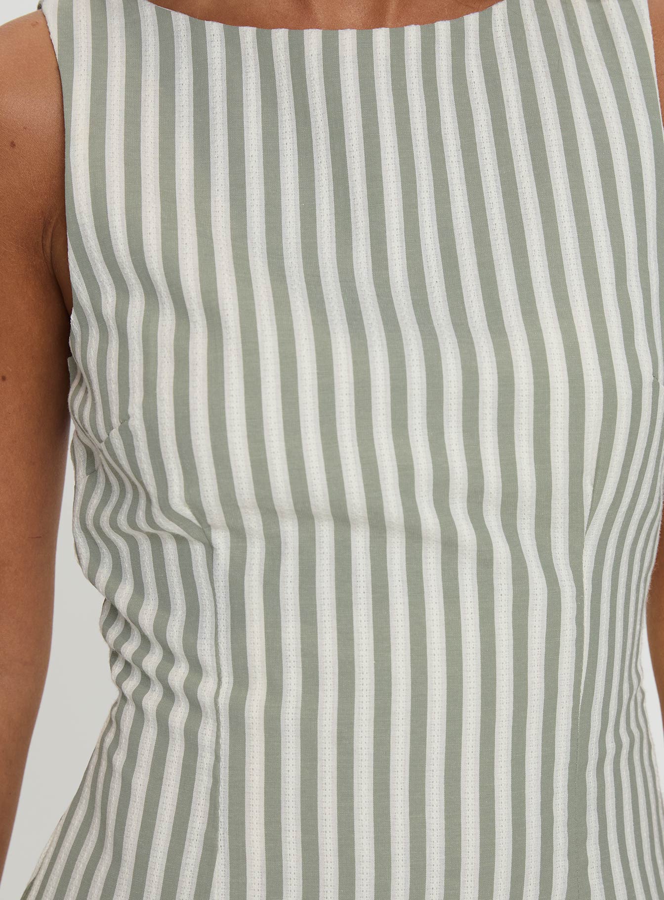 Alfalfa Shift Mini Dress Green Stripe - TREBLEV