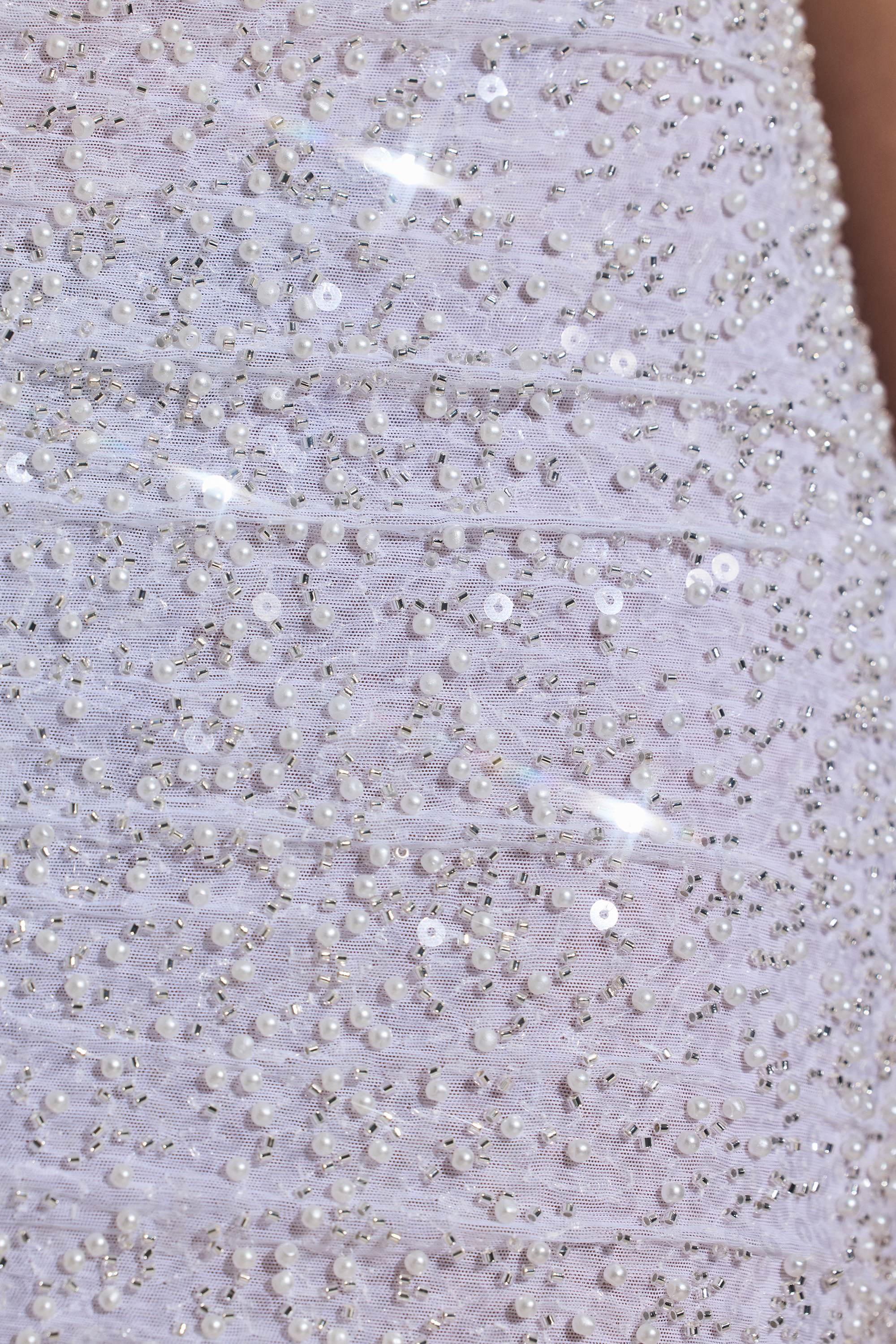 Embellished Cut-Out Halterneck Mini Dress in White - TREBLEV