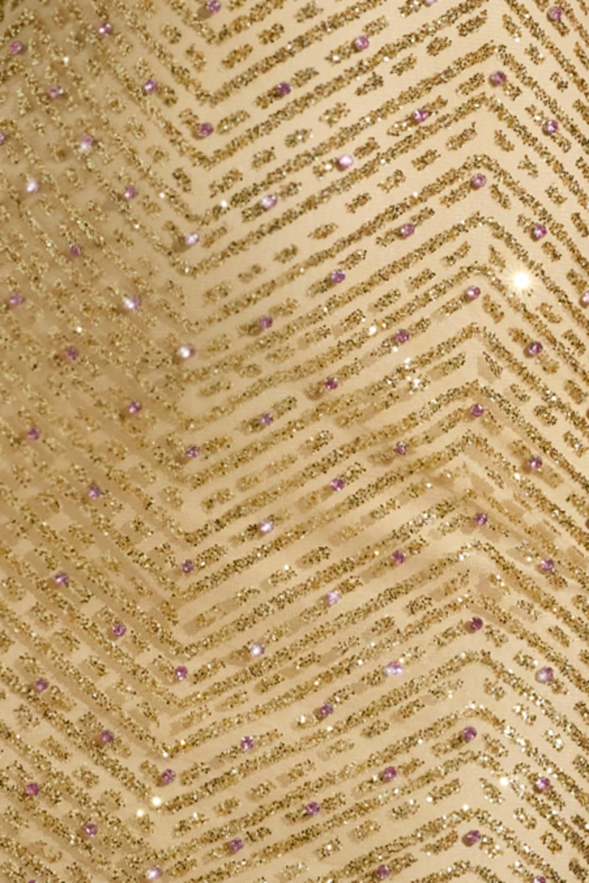 Embellished Cowl-Neck Maxi Dress in Gold - TREBLEV