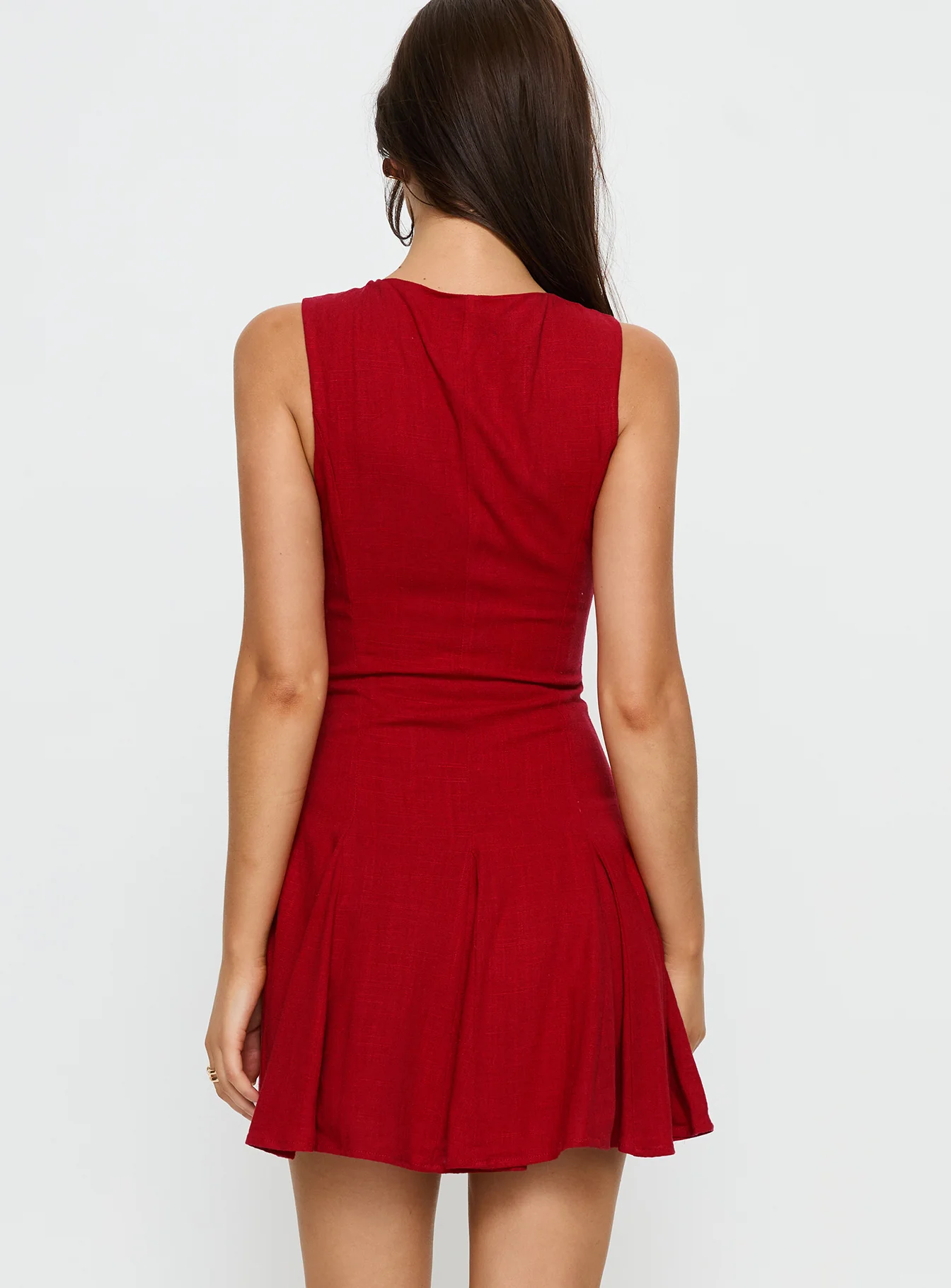 Aeryn Tie Front Mini Dress Red - TREBLEV