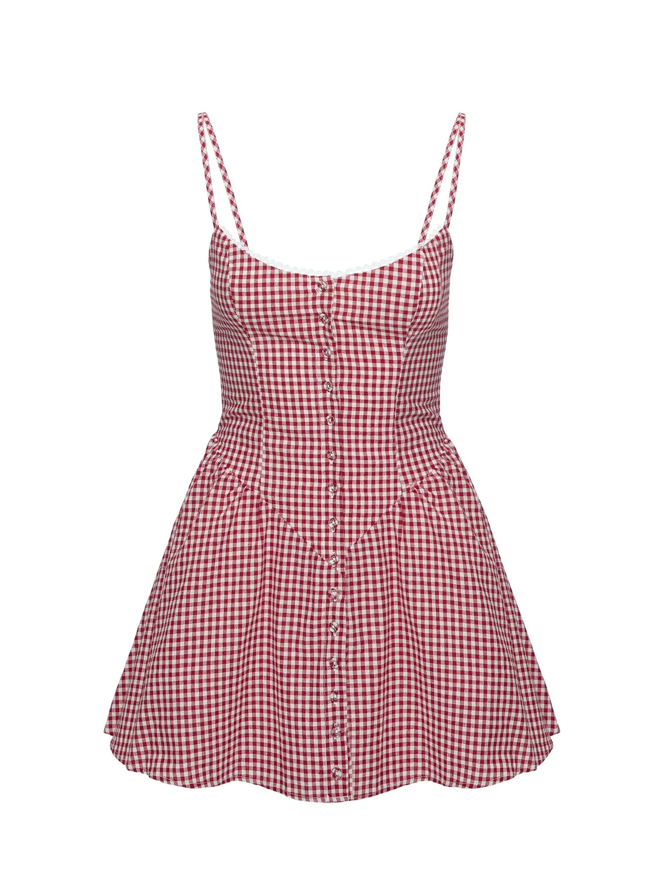 Toulouse Mini Dress Red Gingham - TREBLEV