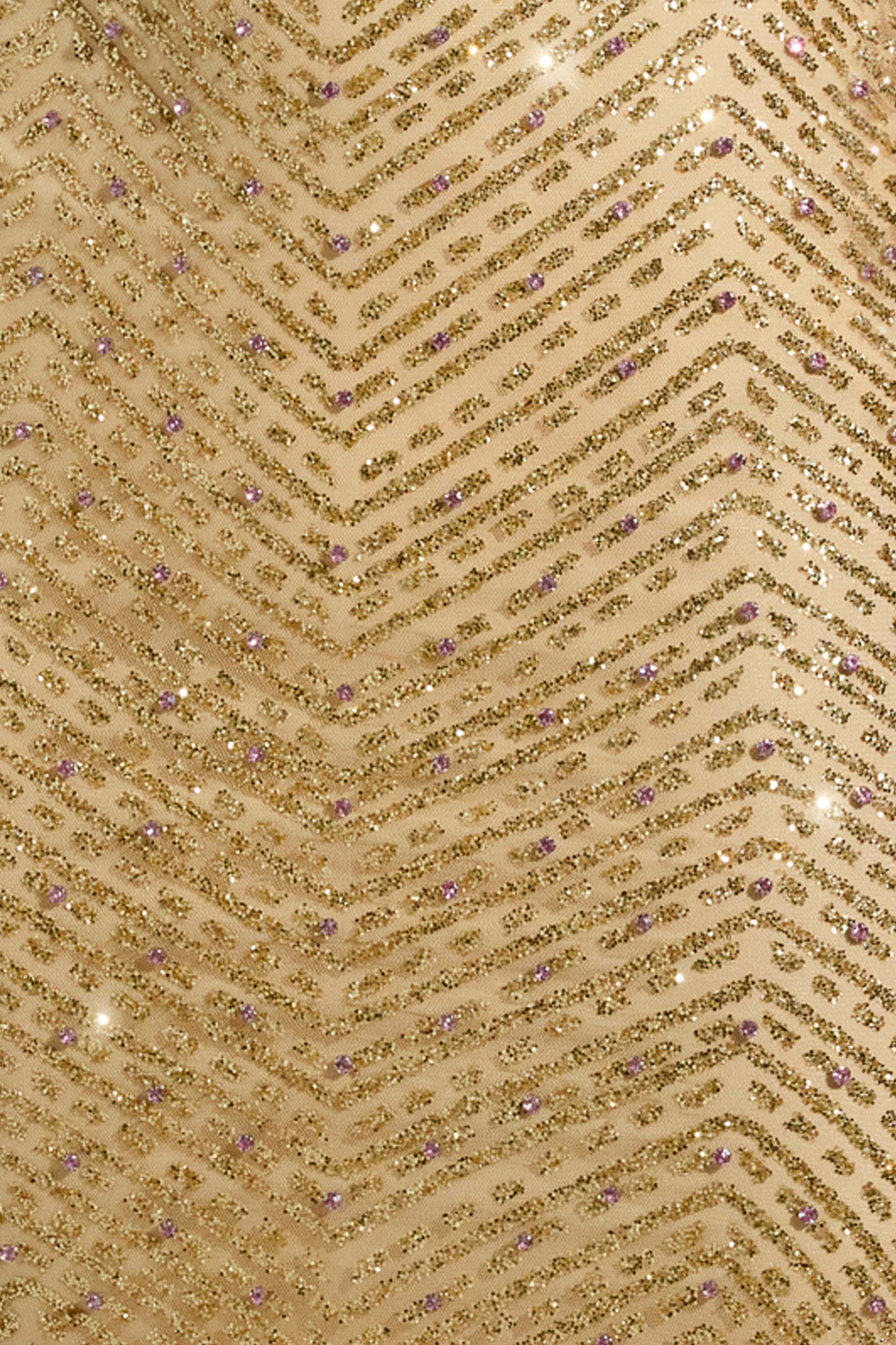 Embellished Scoop-Neck Maxi Dress in Gold - TREBLEV