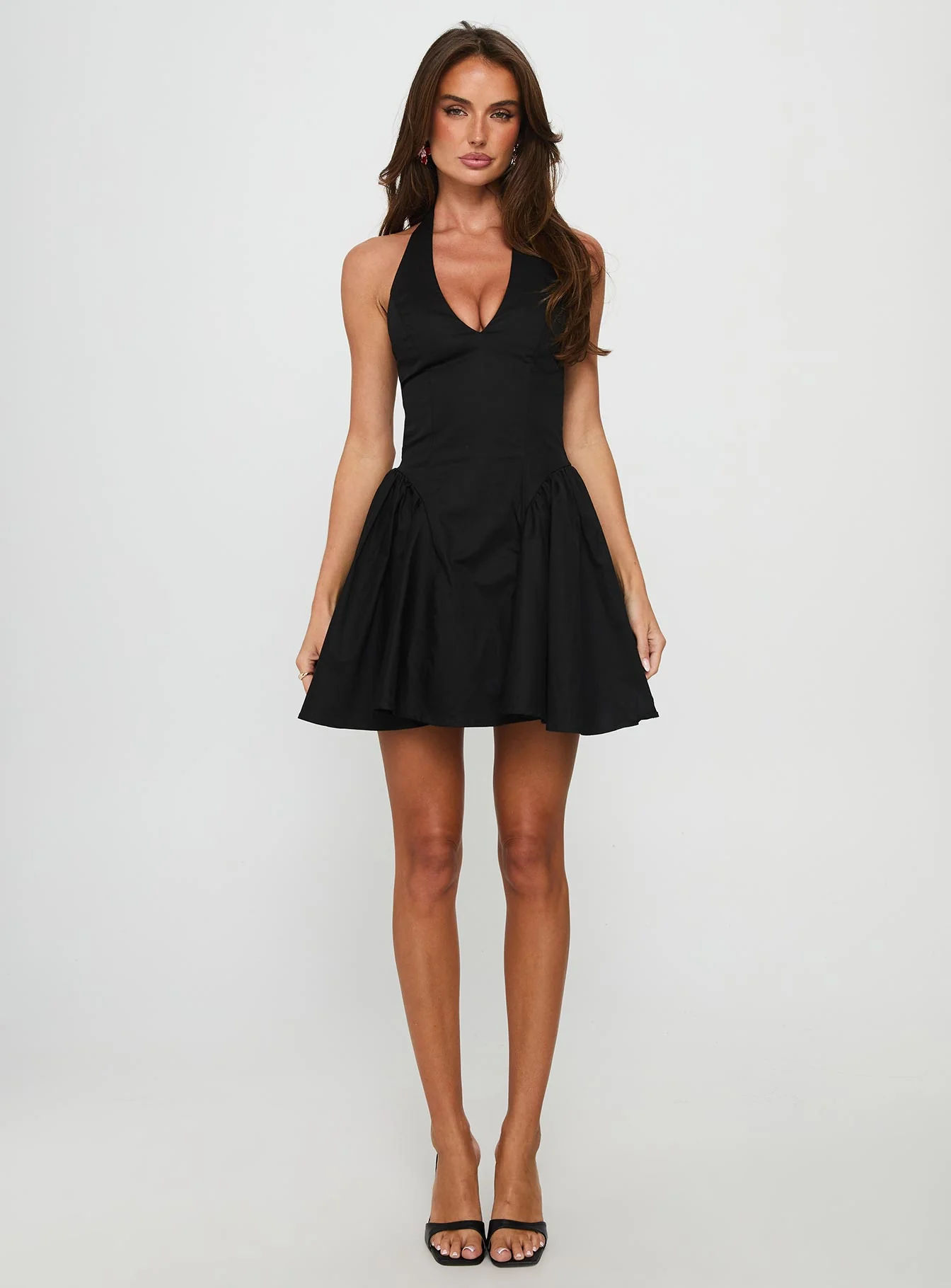 Karisse Halter Mini Dress Black - TREBLEV