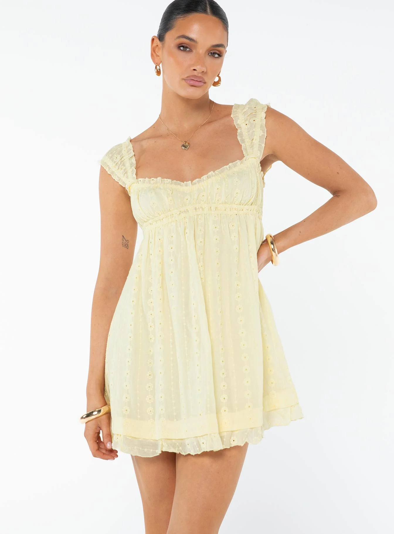 Carlita Mini Dress Yellow - TREBLEV