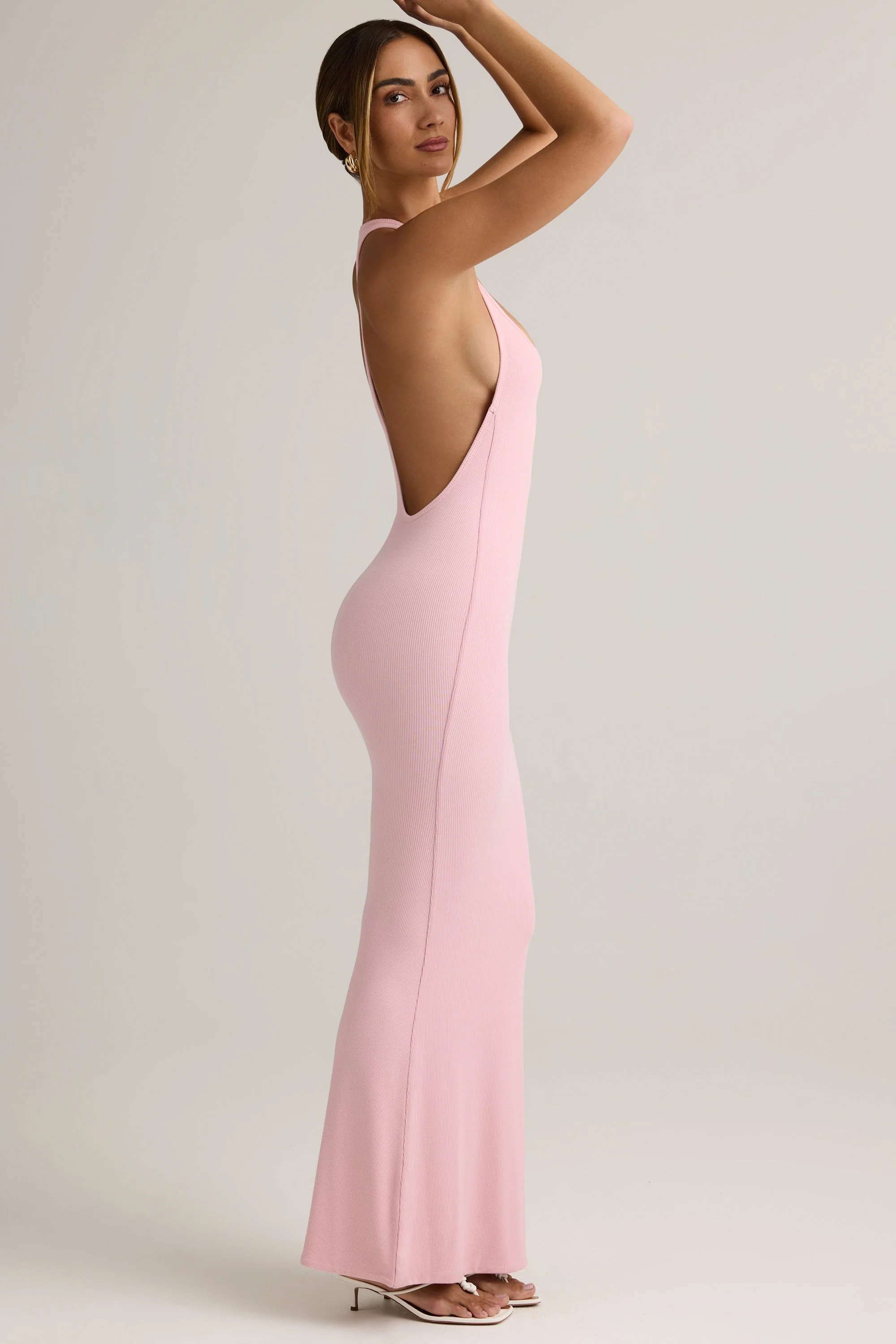 Modal Racerback Maxi Dress in Baby Pink - TREBLEV