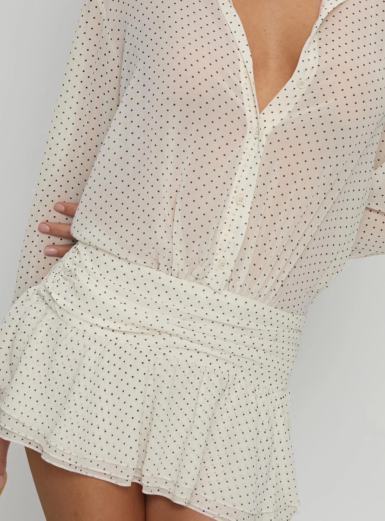 Girls Girls Girls Long Sleeve Mini Dress Porcelain Polka - TREBLEV