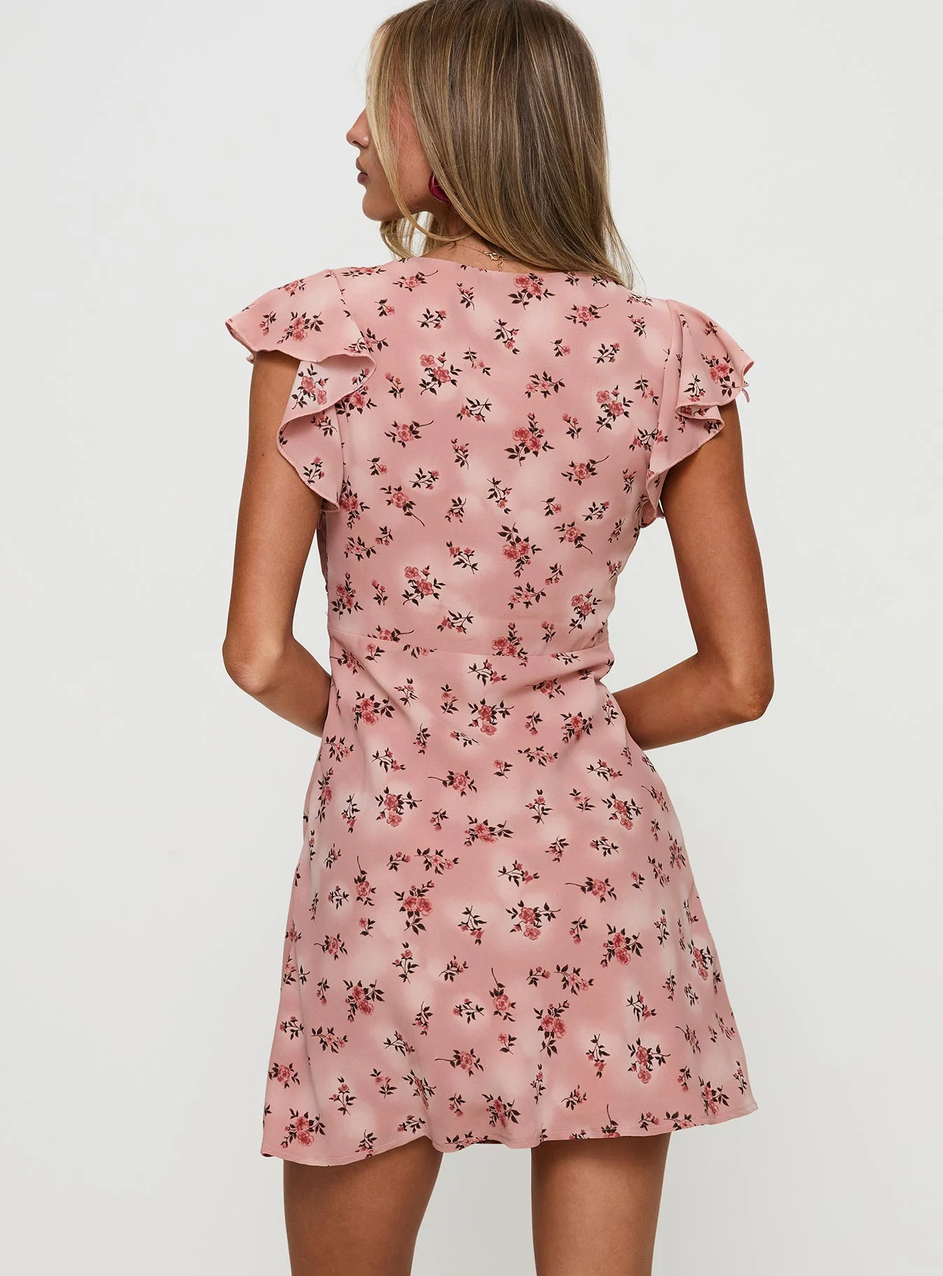 Aurianna Mini Dress Pink Floral - TREBLEV