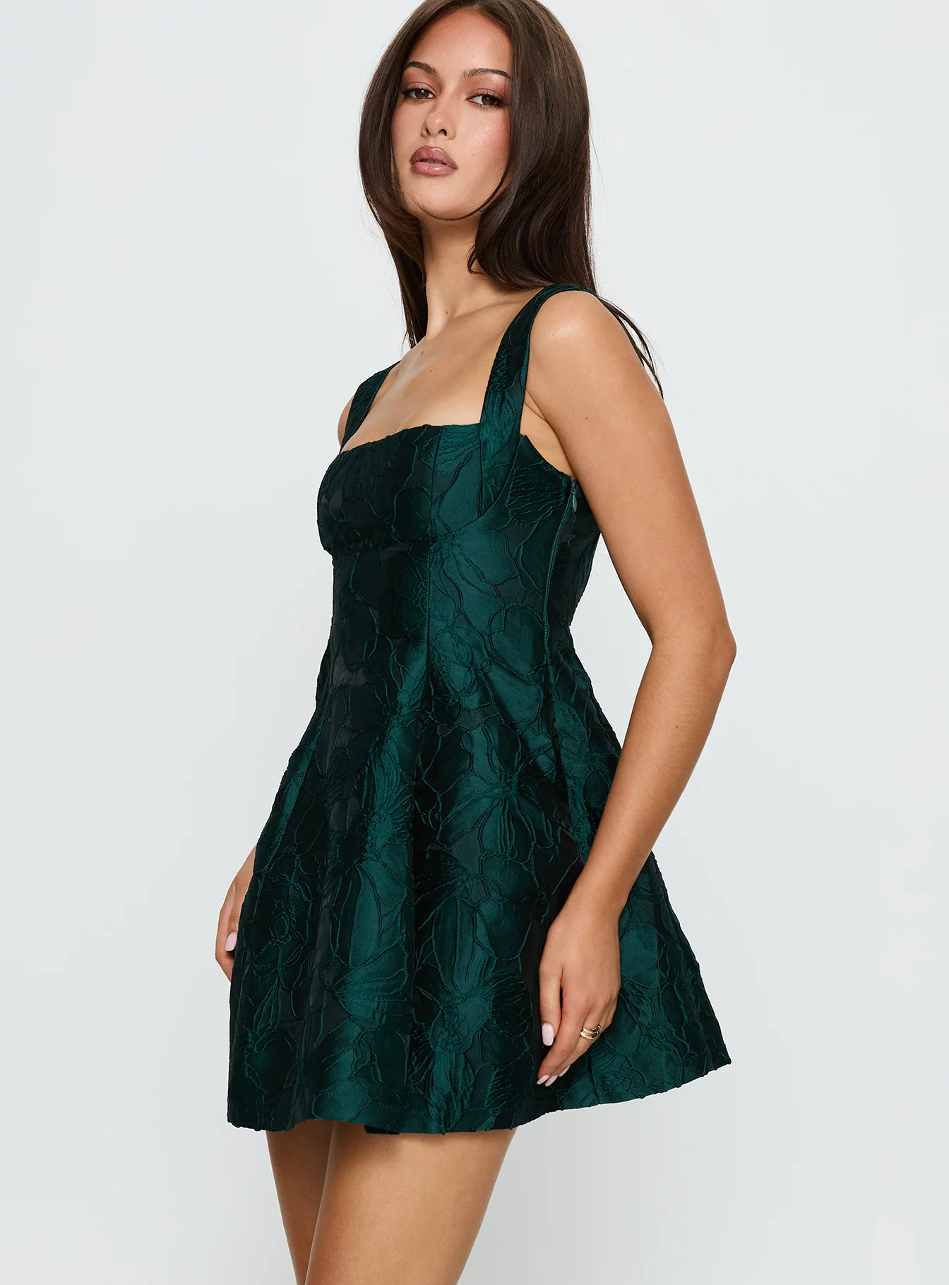 Eloquent Mini Dress Forest Green - TREBLEV
