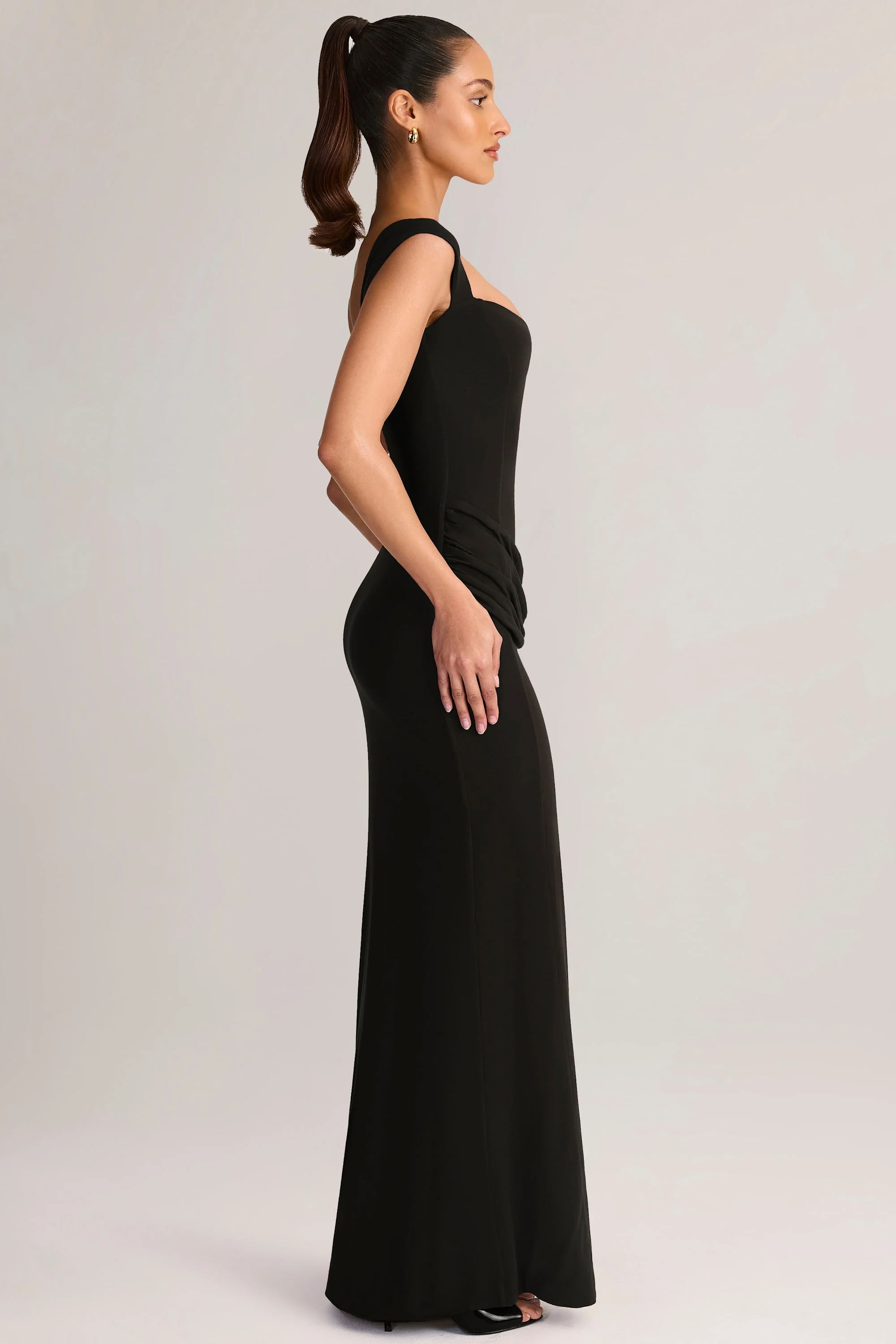 Modal Sweetheart-Neck Maxi Dress in Black - TREBLEV