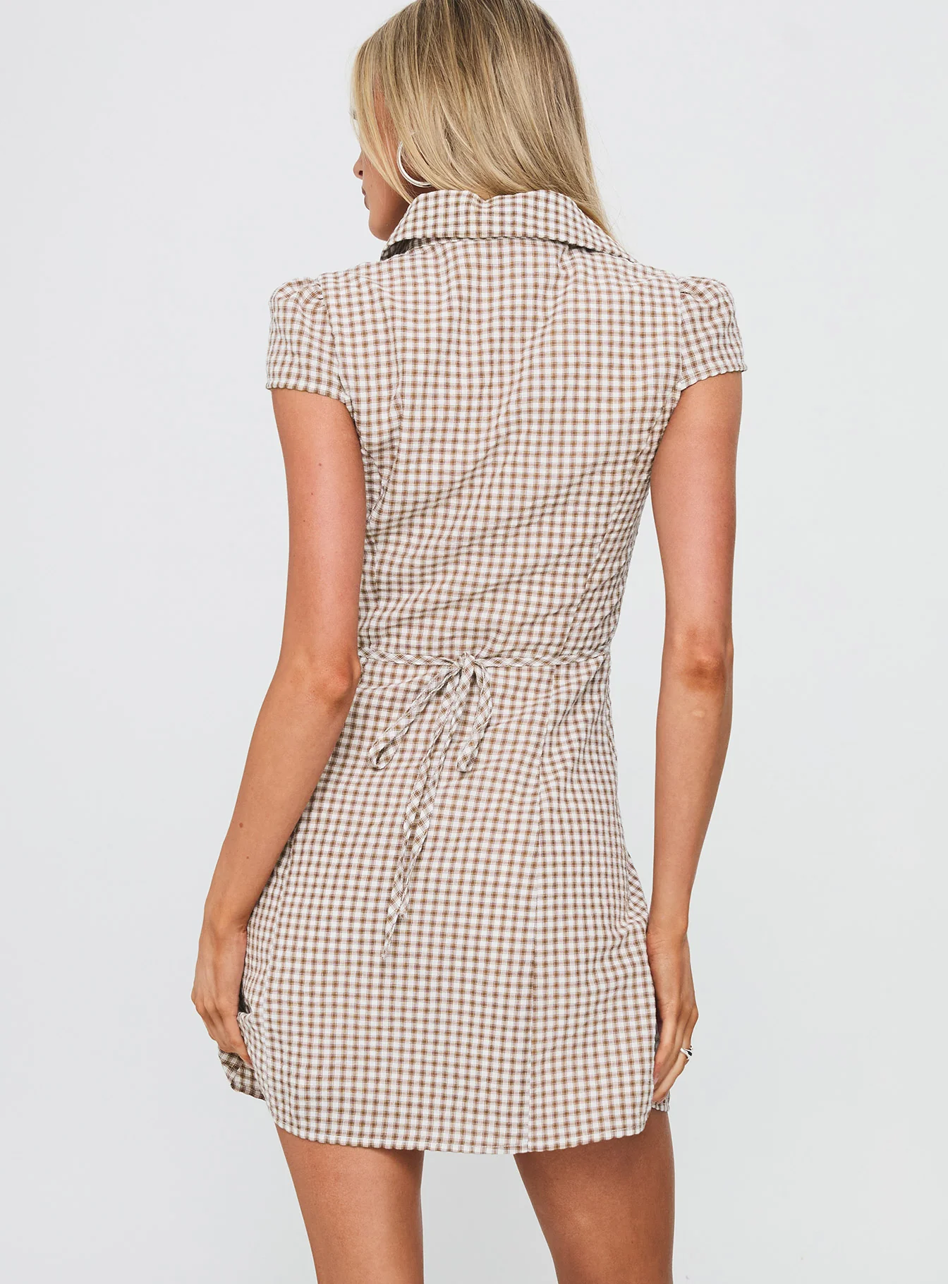 Arianwyn Mini Dress Brown Check - TREBLEV