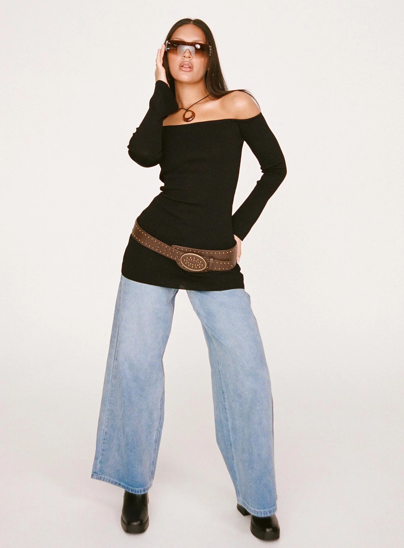 Parisa Long Sleeve Mini Dress Black - TREBLEV