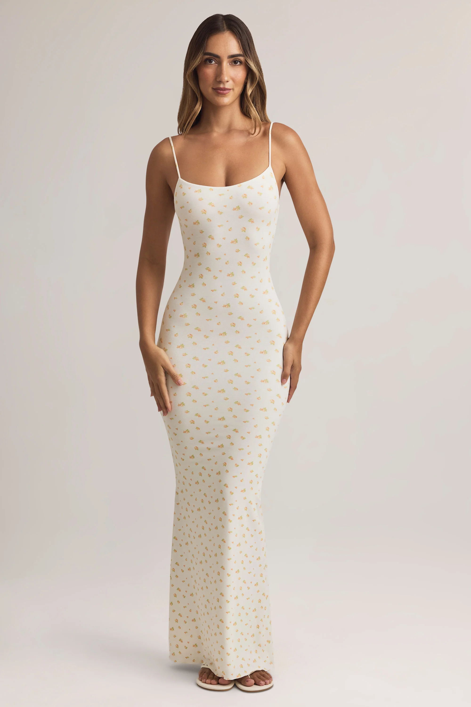 Modal Scoop-Neck Maxi Dress in Floral Print - TREBLEV