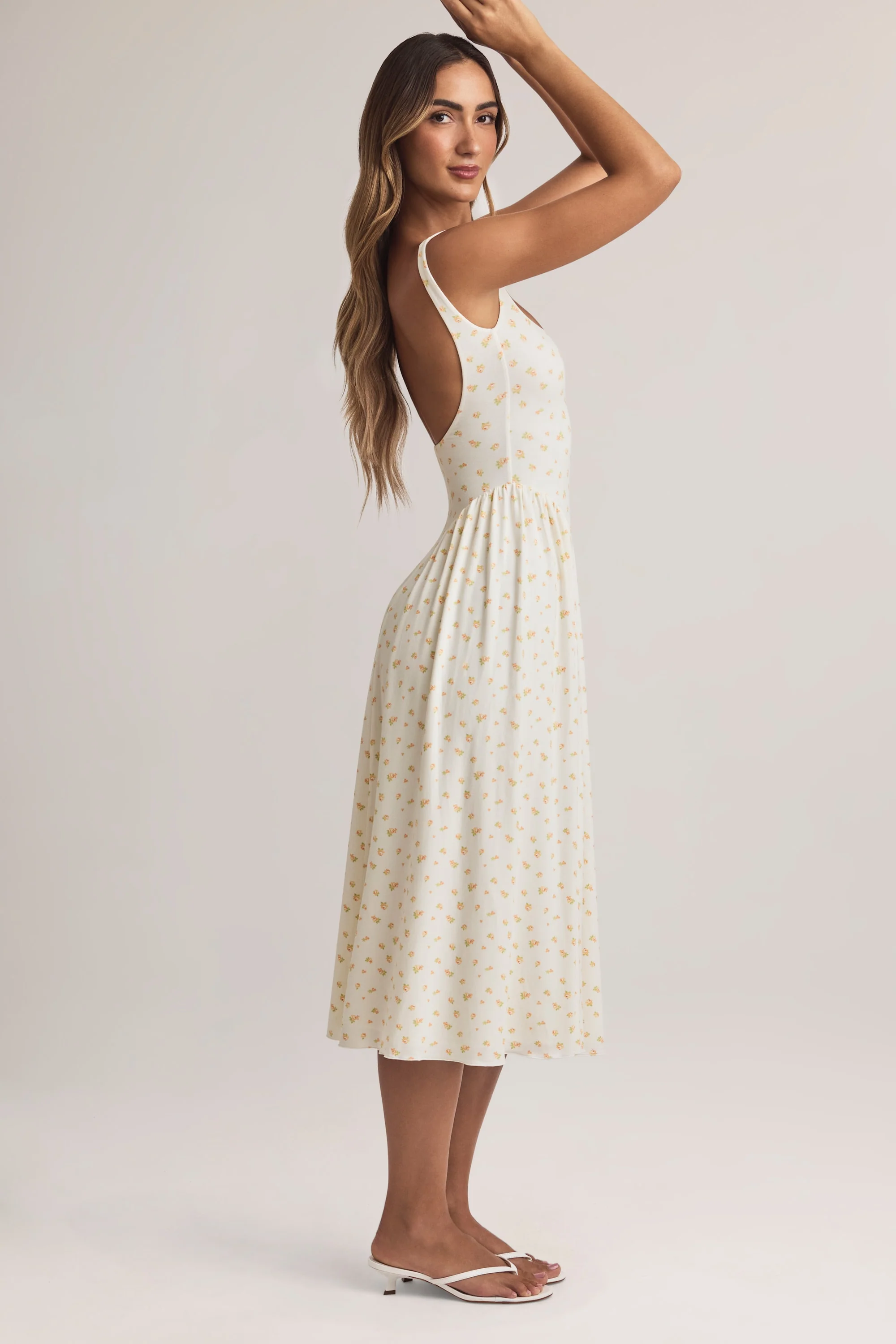 Modal A-Line Midaxi Dress in Floral Print - TREBLEV