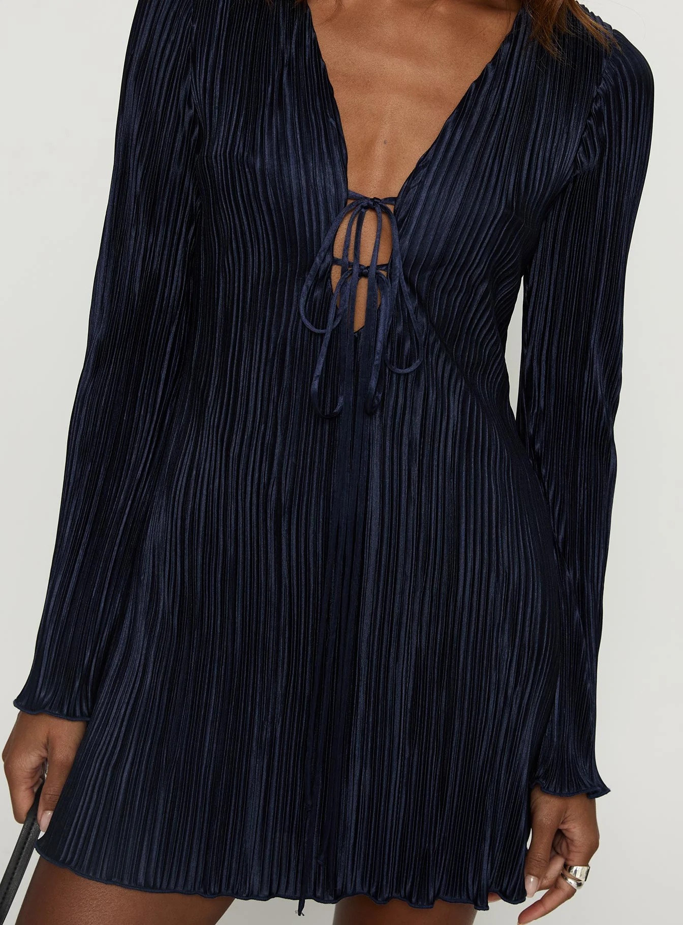 Malop Long Sleeve Mini Dress Navy - TREBLEV