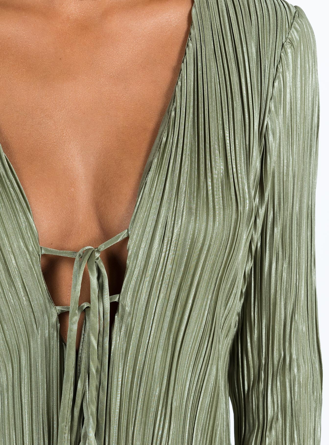 Malop Long Sleeve Mini Dress Sage - TREBLEV