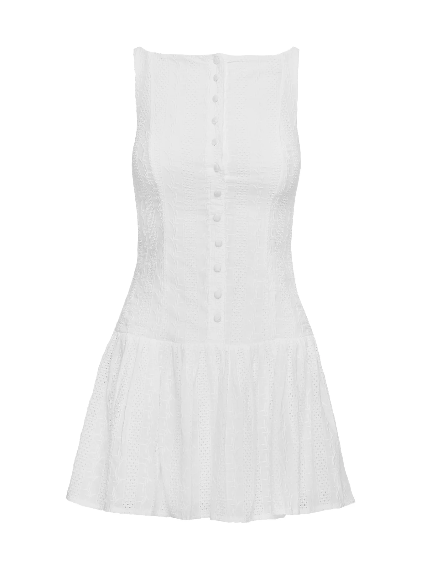 Sweeter Places Embroidered Mini Dress White - TREBLEV