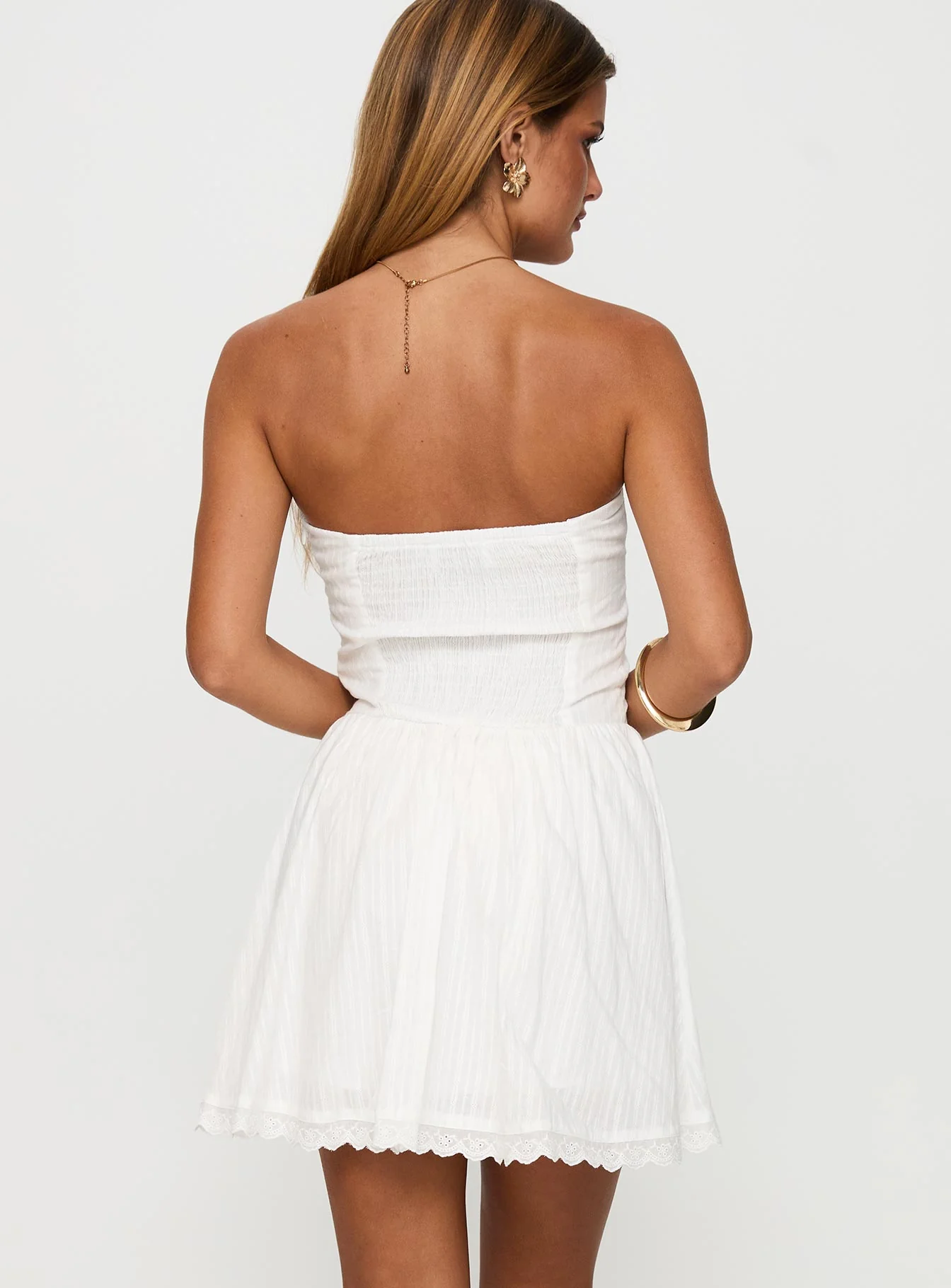 Mirella Strapless Mini Dress White - TREBLEV