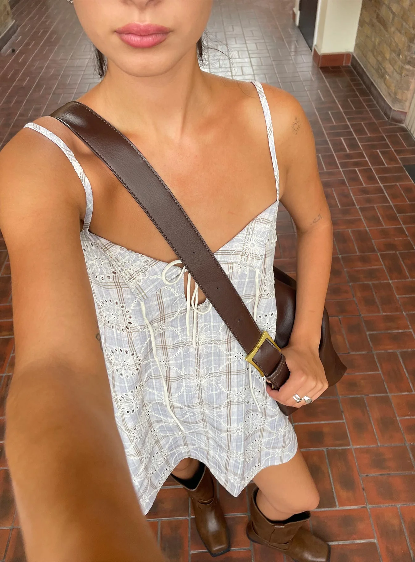 Belong Together Mini Dress Blue Check - TREBLEV