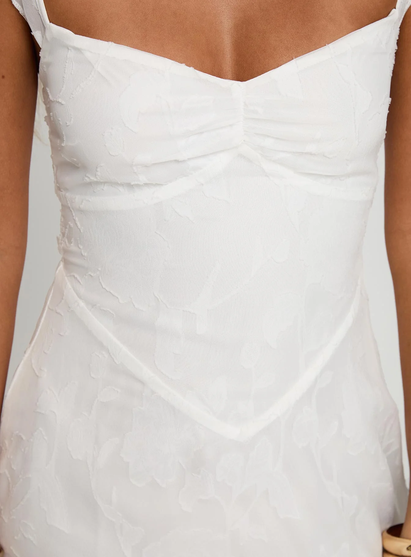 Past And Present Burnout Tie Back Mini Dress White - TREBLEV