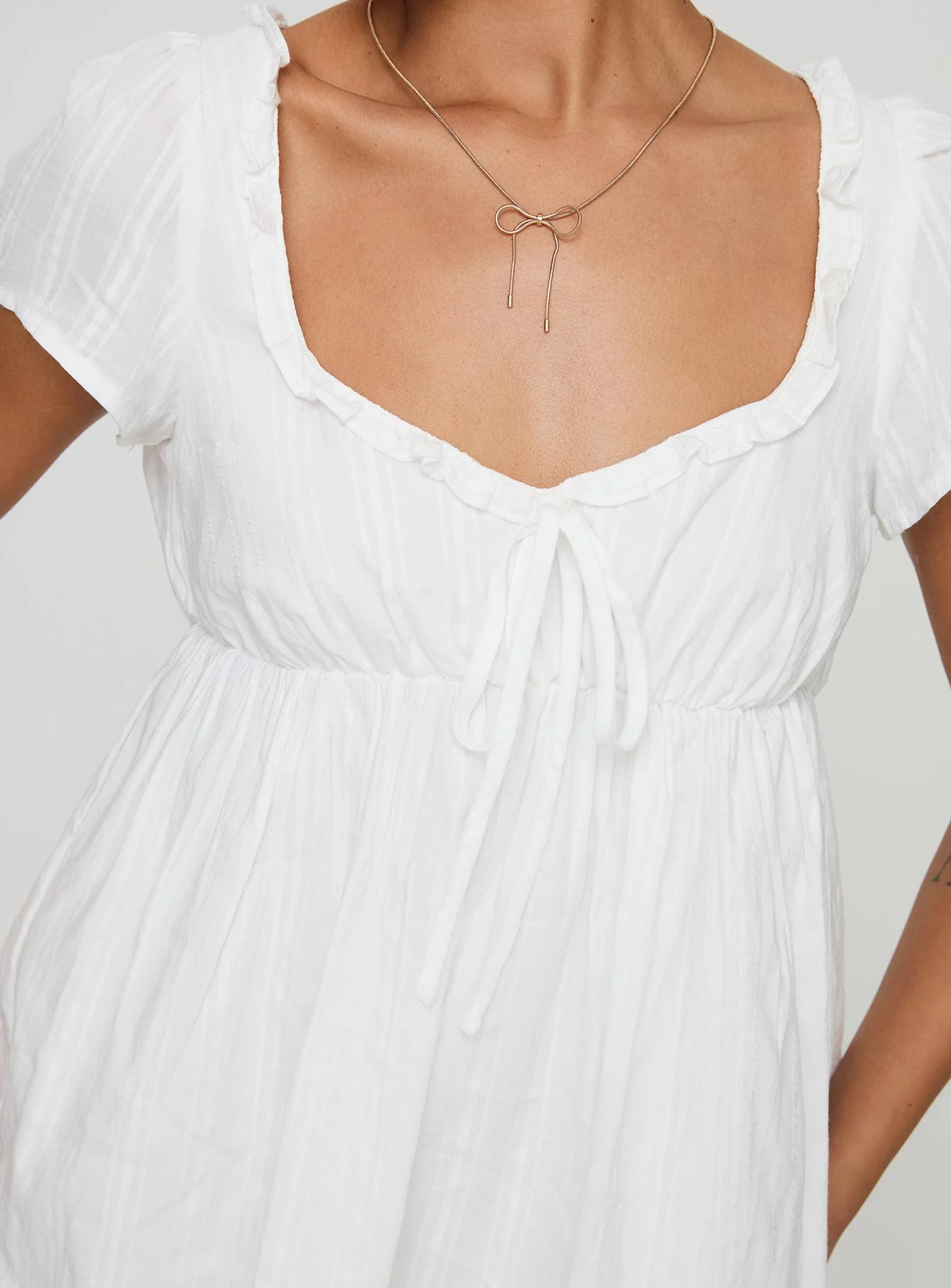 Monsterrat Mini Dress White - TREBLEV