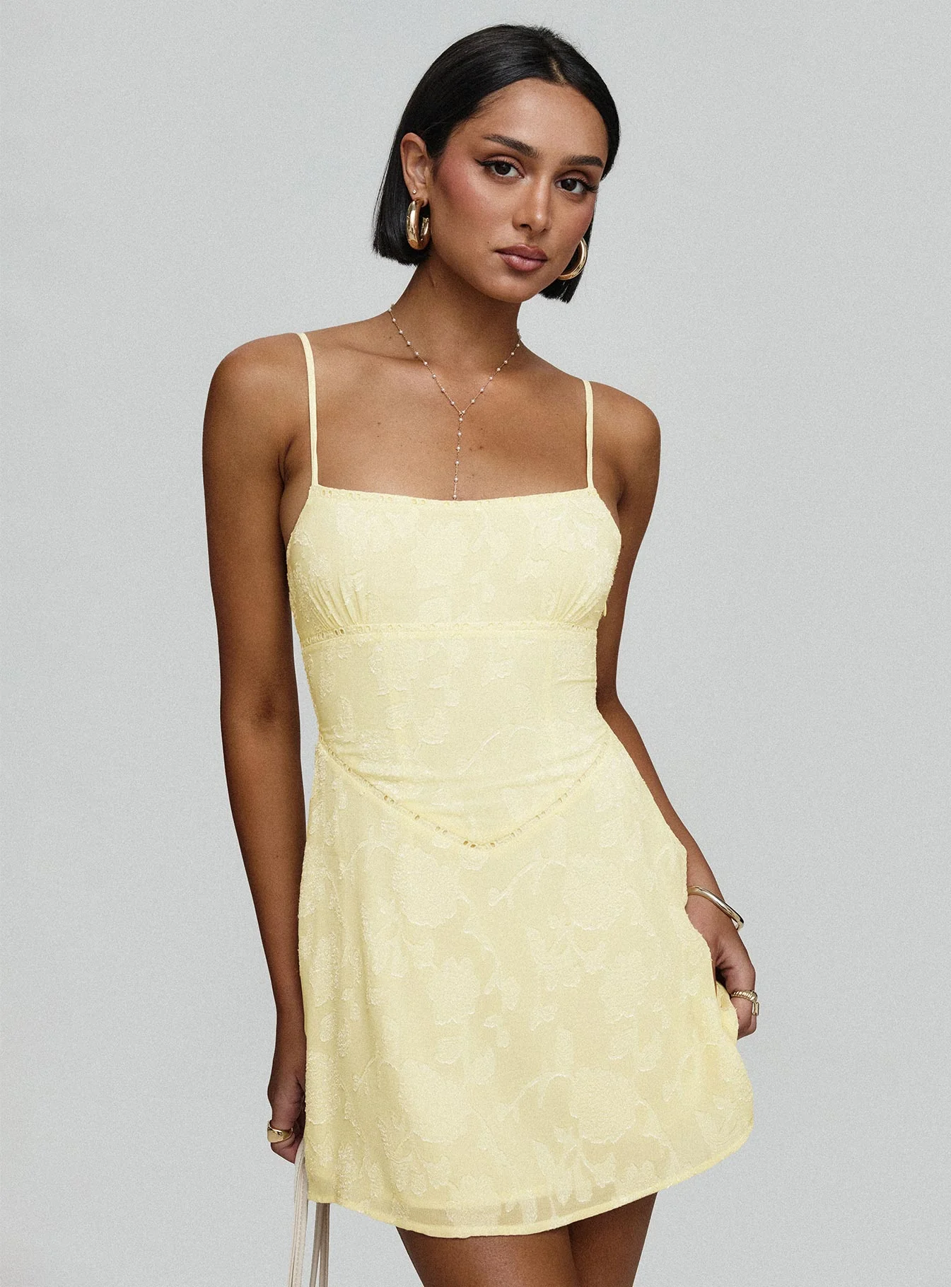 South Of France Mini Dress Yellow - TREBLEV