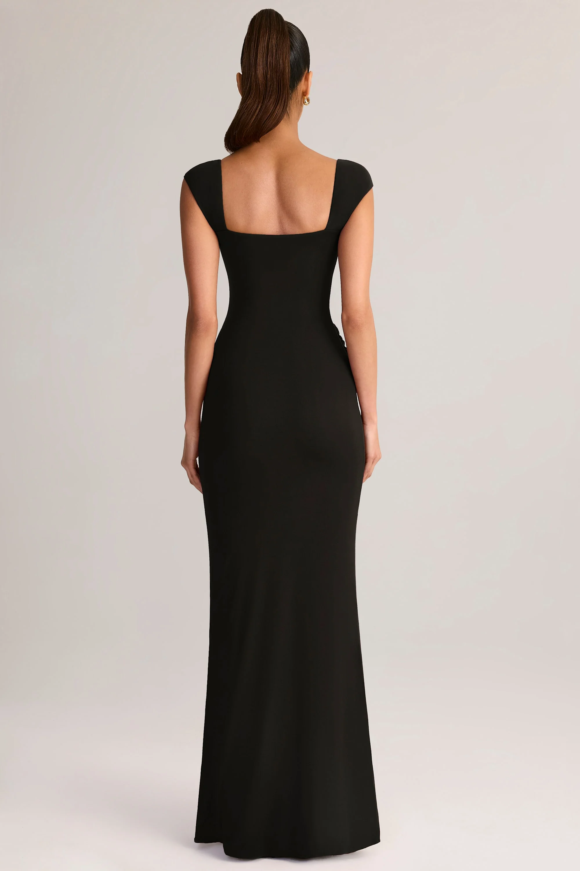 Modal Sweetheart-Neck Maxi Dress in Black - TREBLEV
